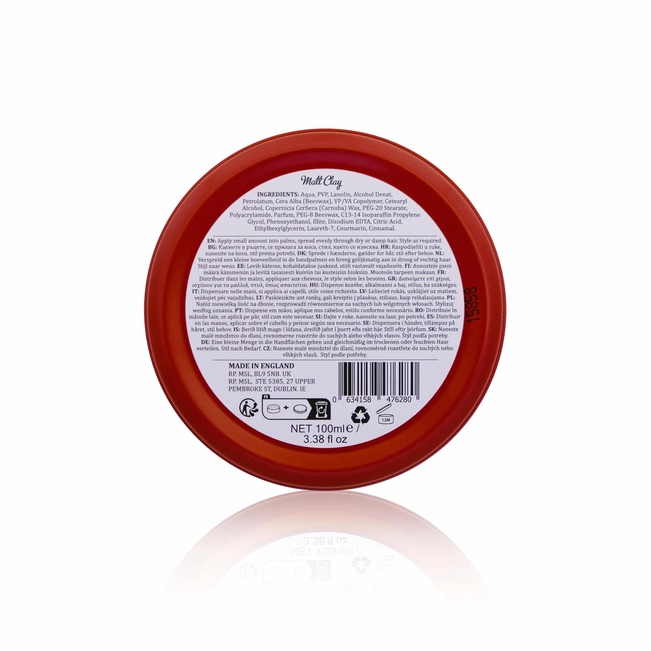 Matt Clay de Dapper Dan fijación fuerte acabado mate 100 ml