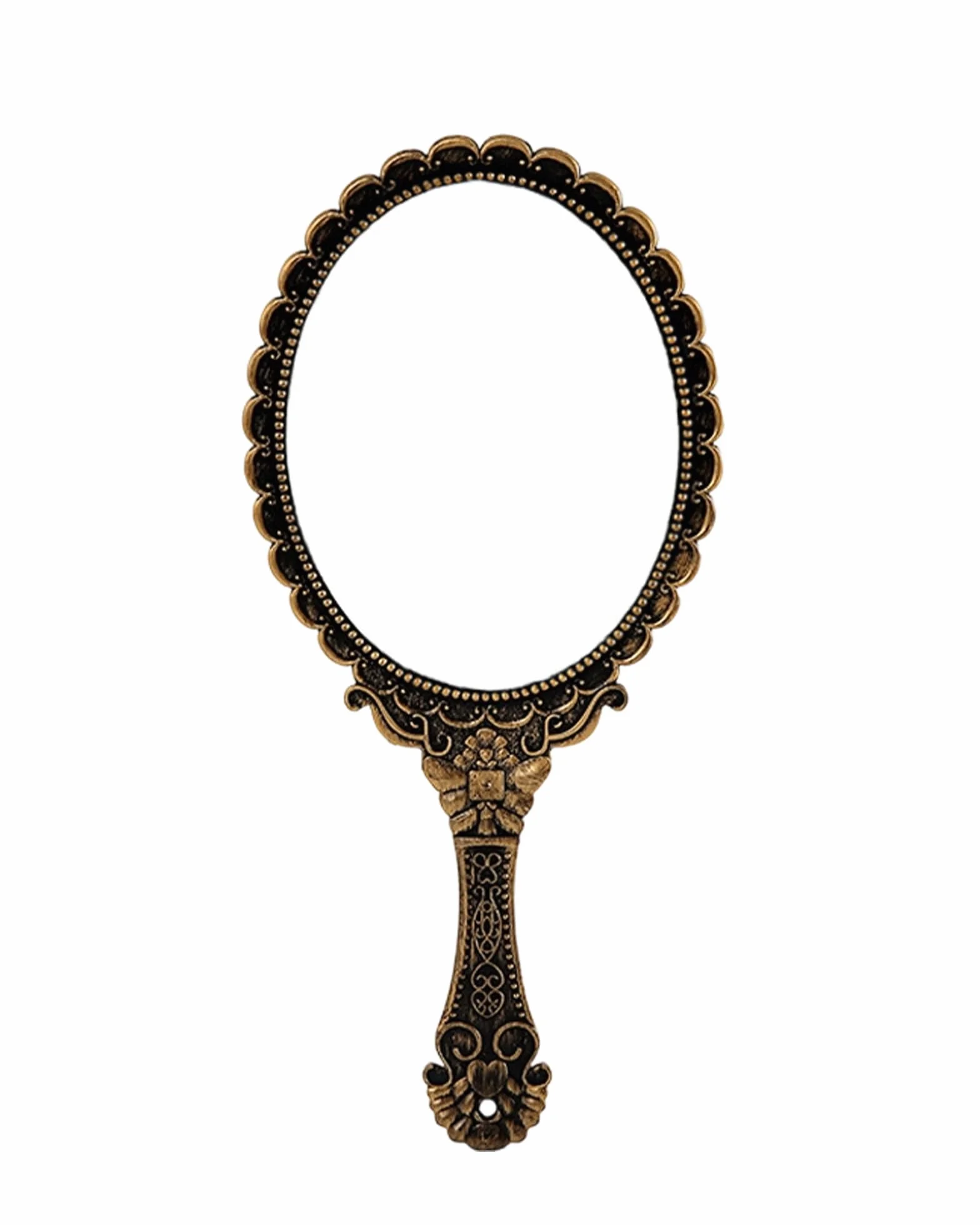 Espejo de Mano Vintage Bronce Decorativo con Mango para Maquillaje