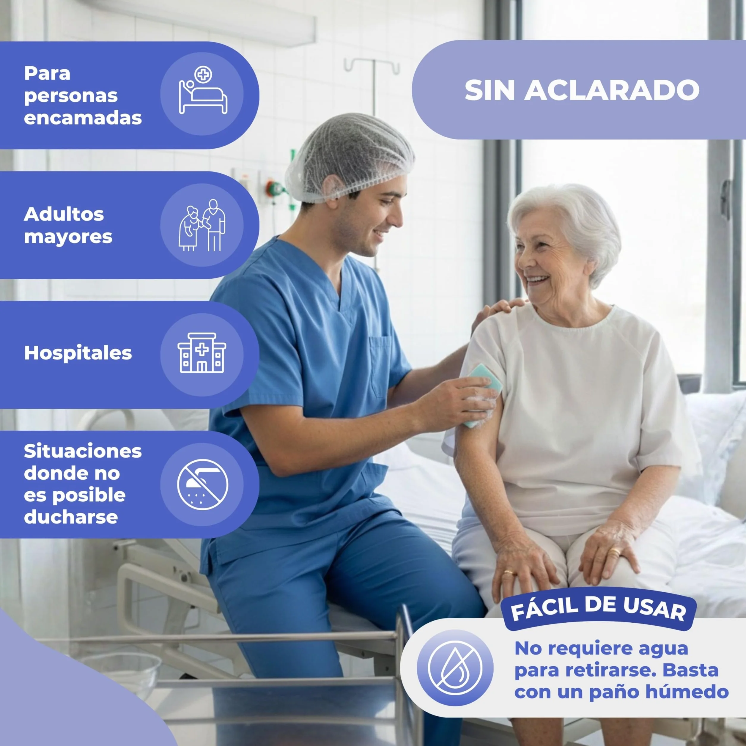Begobaño Esponja Jabonosa Desechable 50 Unidades Hipoalergénico Gel Dermatológico