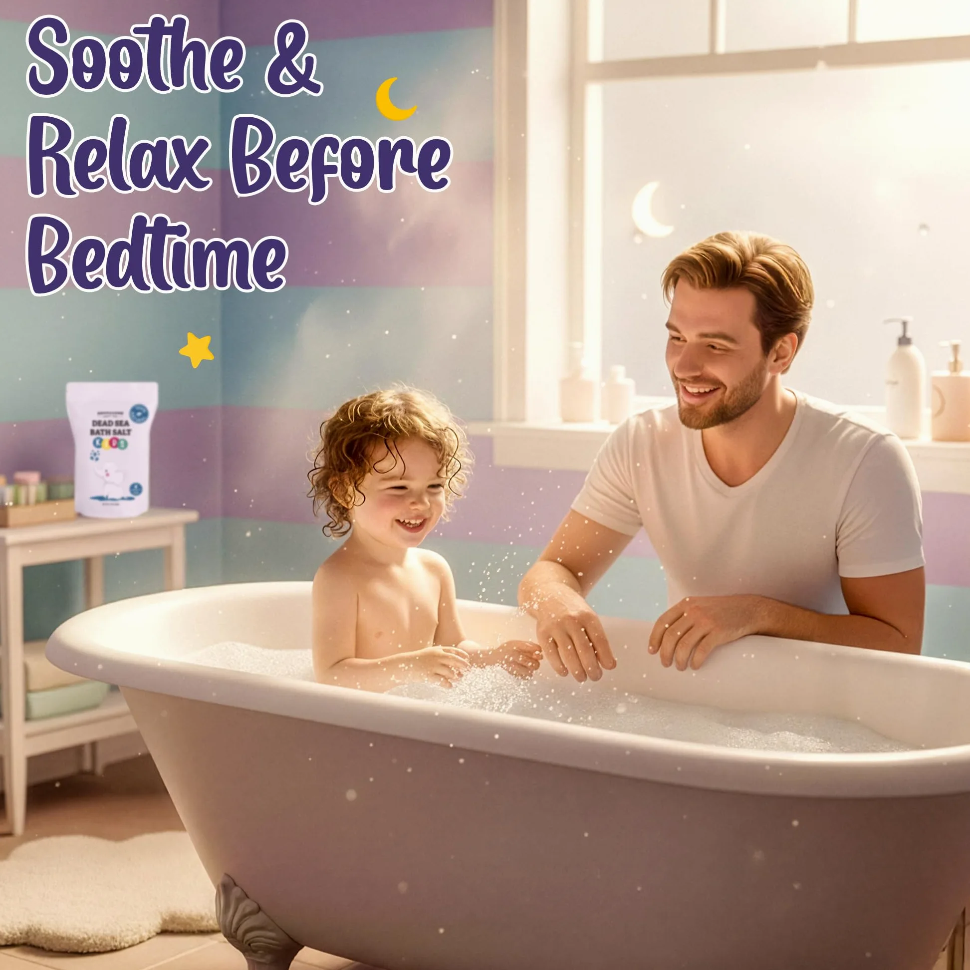 Aromasong Sal del Mar Muerto para niños, 4 libras. Paquete resellable grande de grano fino, 100% puro y natural.