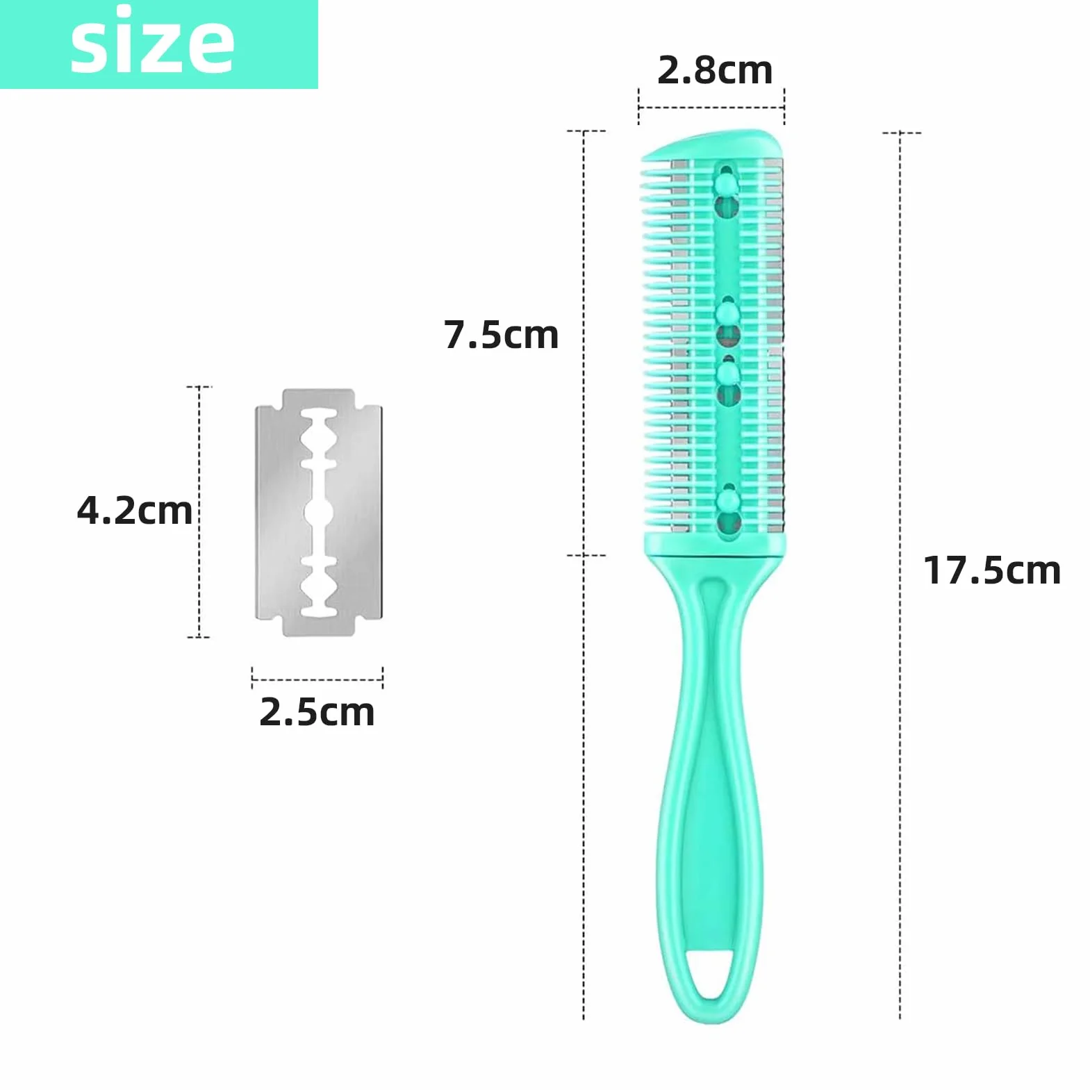 Kit de Peine para Adelgazar el Cabello de 3 Piezas, Cortador de Pelo de Doble Cara con 10 Cuchillas de Acero Inoxidable