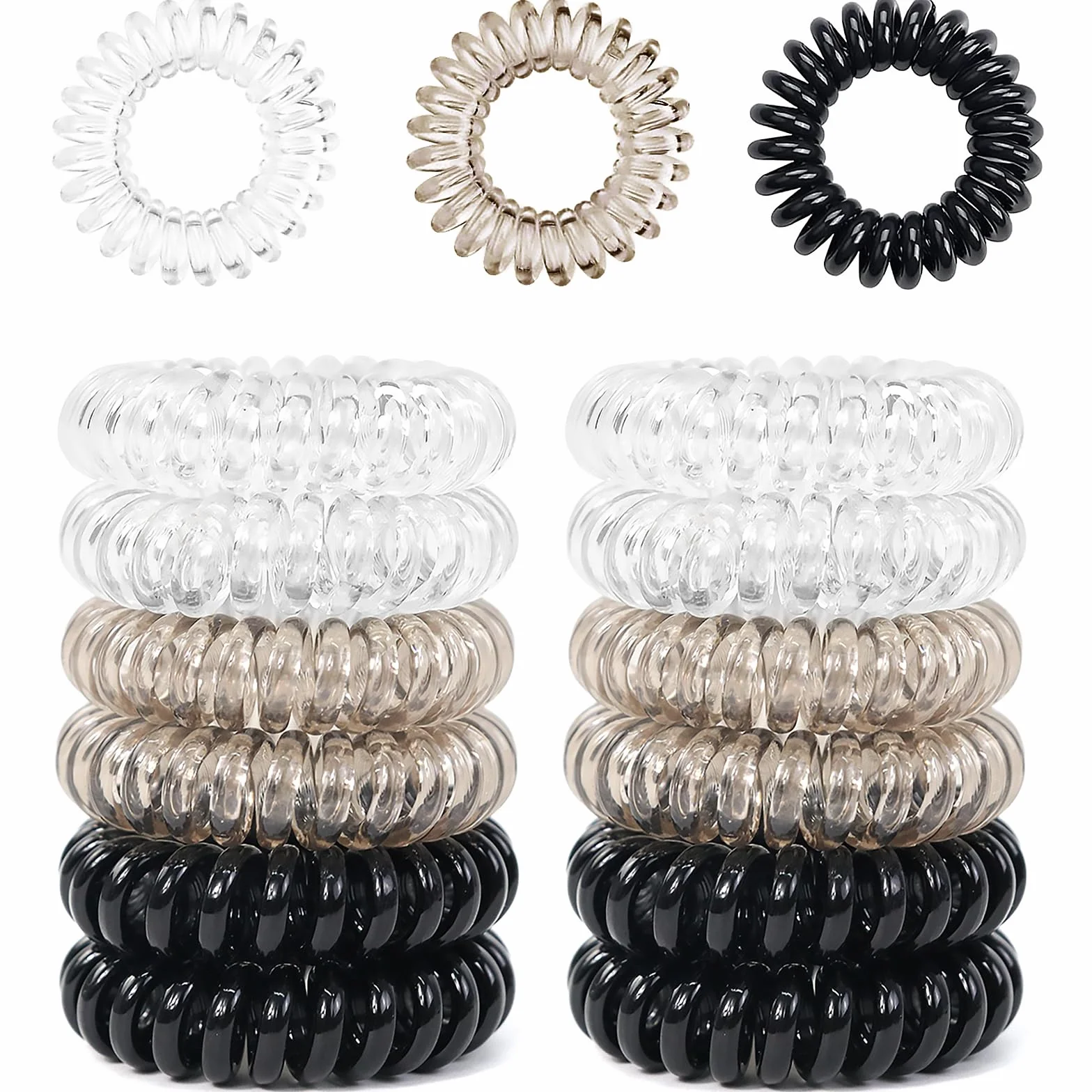 Sularpek 12 Piezas Gomas de Pelo Espiral Resistentes al Agua para Mujer y Niña