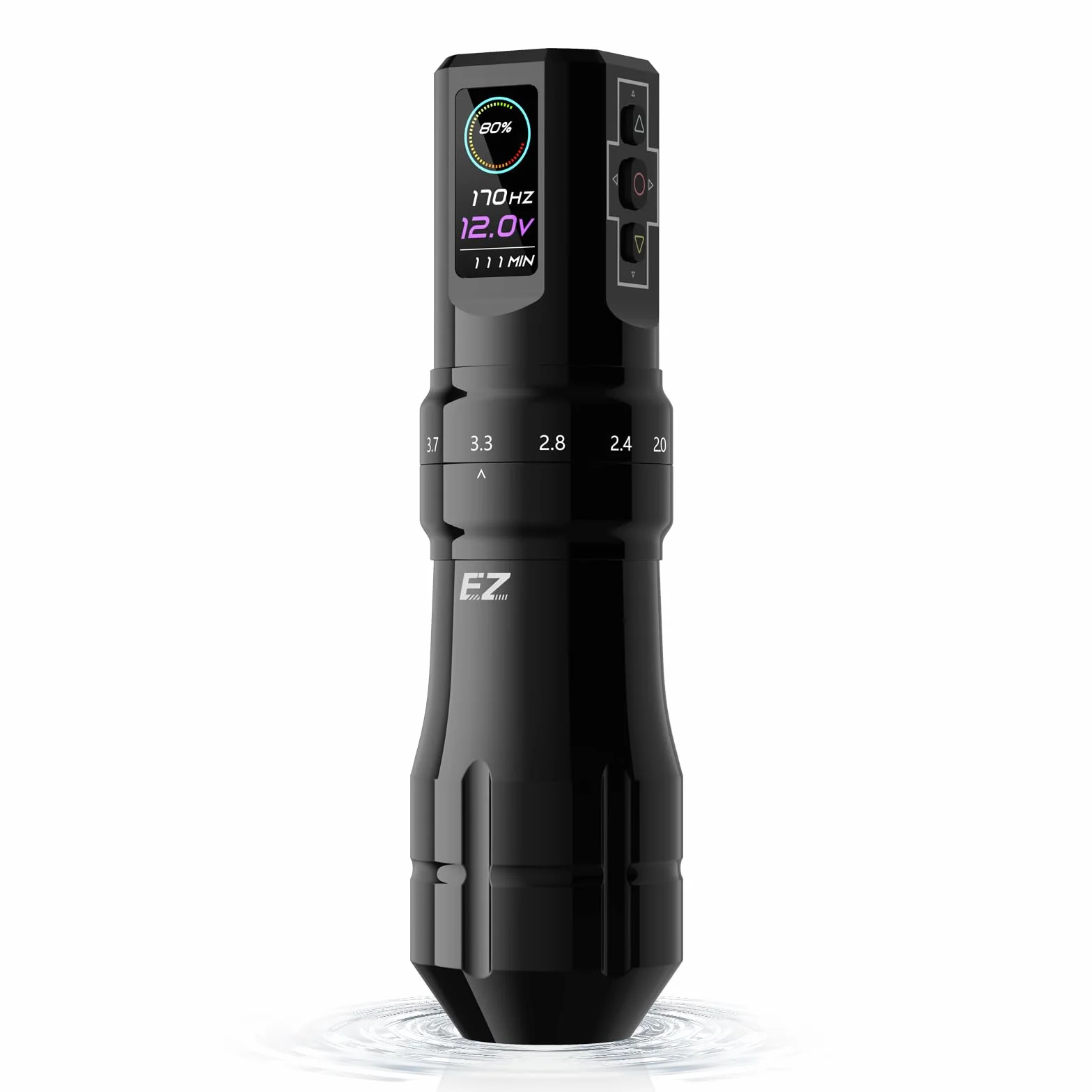 EZ Maquina Tatuar - 6 Strokes 2.0, 2.4, 2.8, 3.3, 3.7, 4.2mm Bluetooth Máquina de Tatuar Inalámbrica con Pantalla Digital OLED Batería de 1600 mAh Tattoo Gun (P3 Pro Negro Brillante)