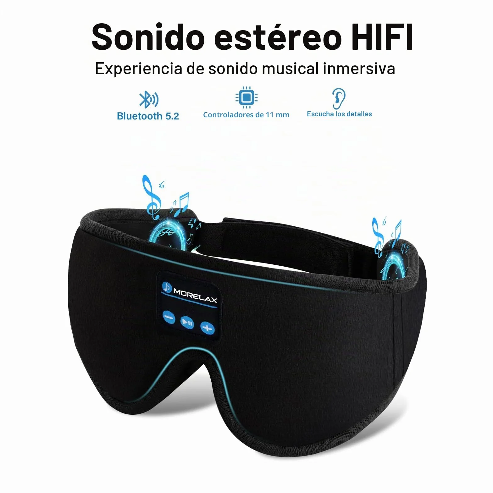 Antifaz para dormir con auriculares Bluetooth, máscara 3D inalámbrica música, regalo para mujeres
