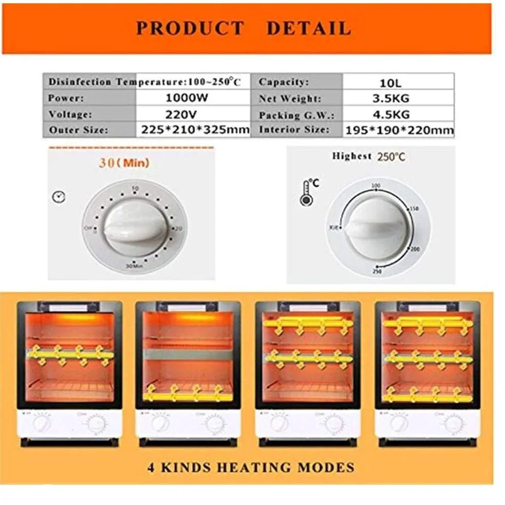 10L Esterilizador de Uñas Infrarrojo de Alta Temperatura Temporizador de Calor del Gabinete Sanitizing Box Manicure SPA Hair Beauty Salon Esterilización Desinfectante, 001