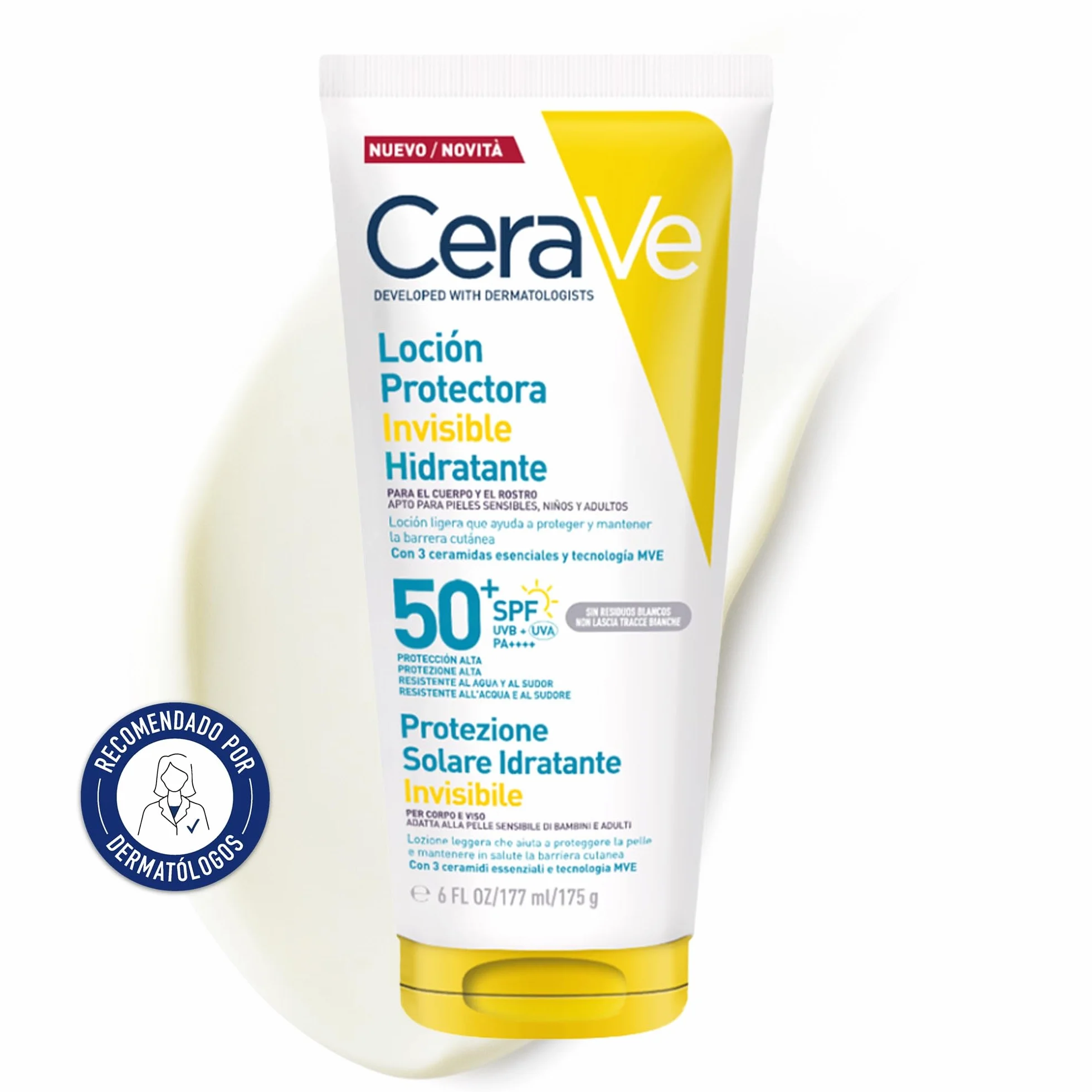 CeraVe Loción Protectora Invisible Hidratante SPF 50+ 177 ml