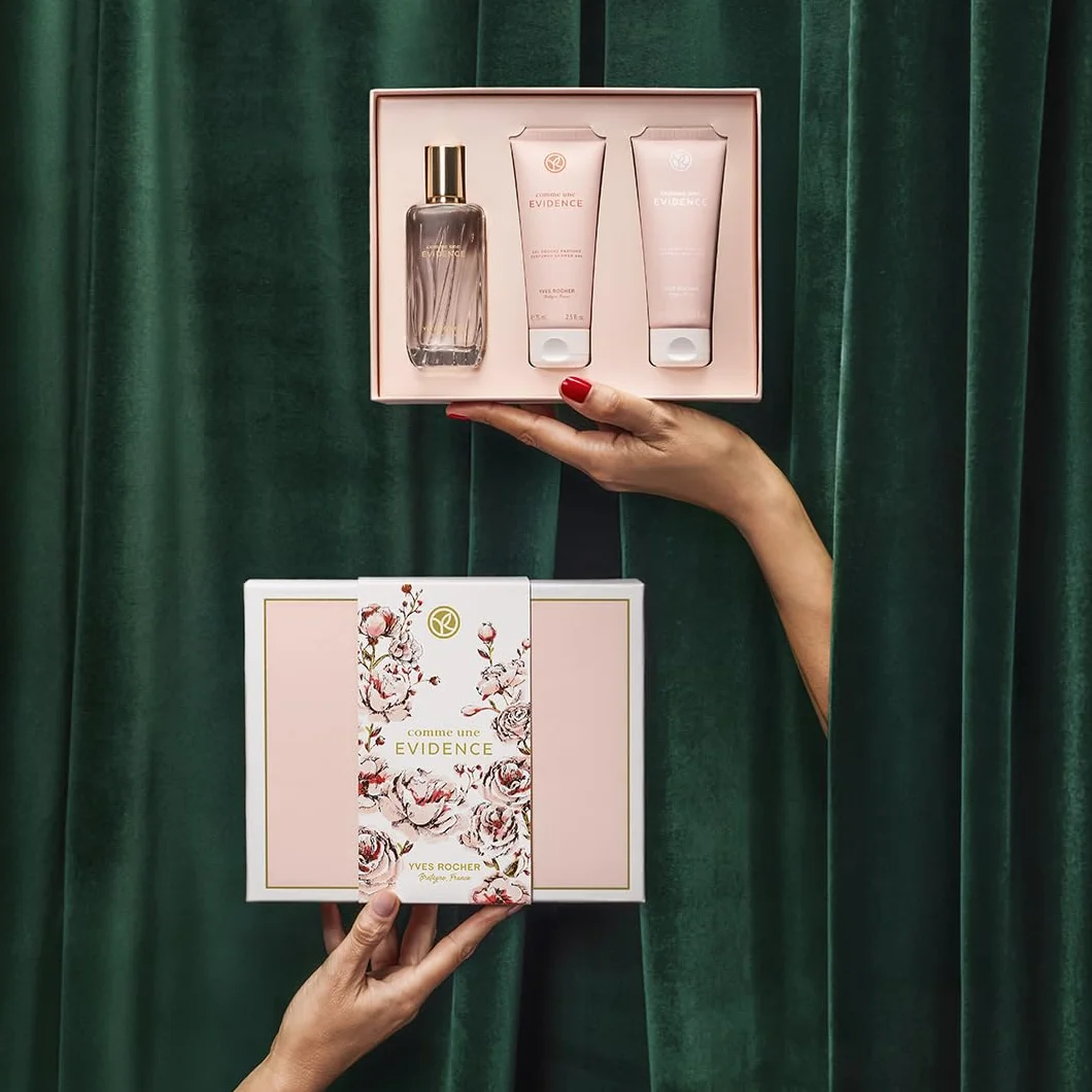 Yves Rocher COMME UNE EVIDENCE Set de Regalo Mujer Eau de Parfum 50 ml Gel Ducha 75 ml Leche Corporal 75 ml Edición Limitada