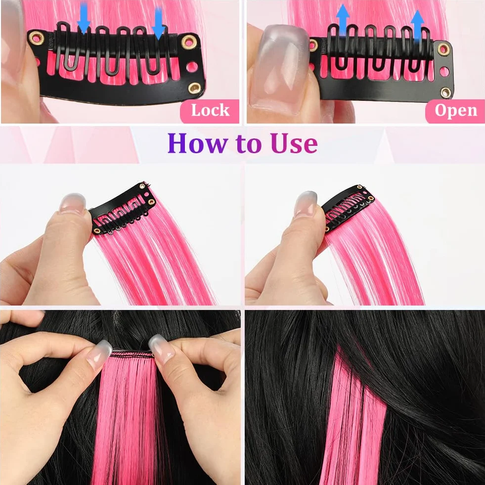 Extensiones de Clip de Pelo 55 cm 16 Piezas Reutilizables para Mujeres