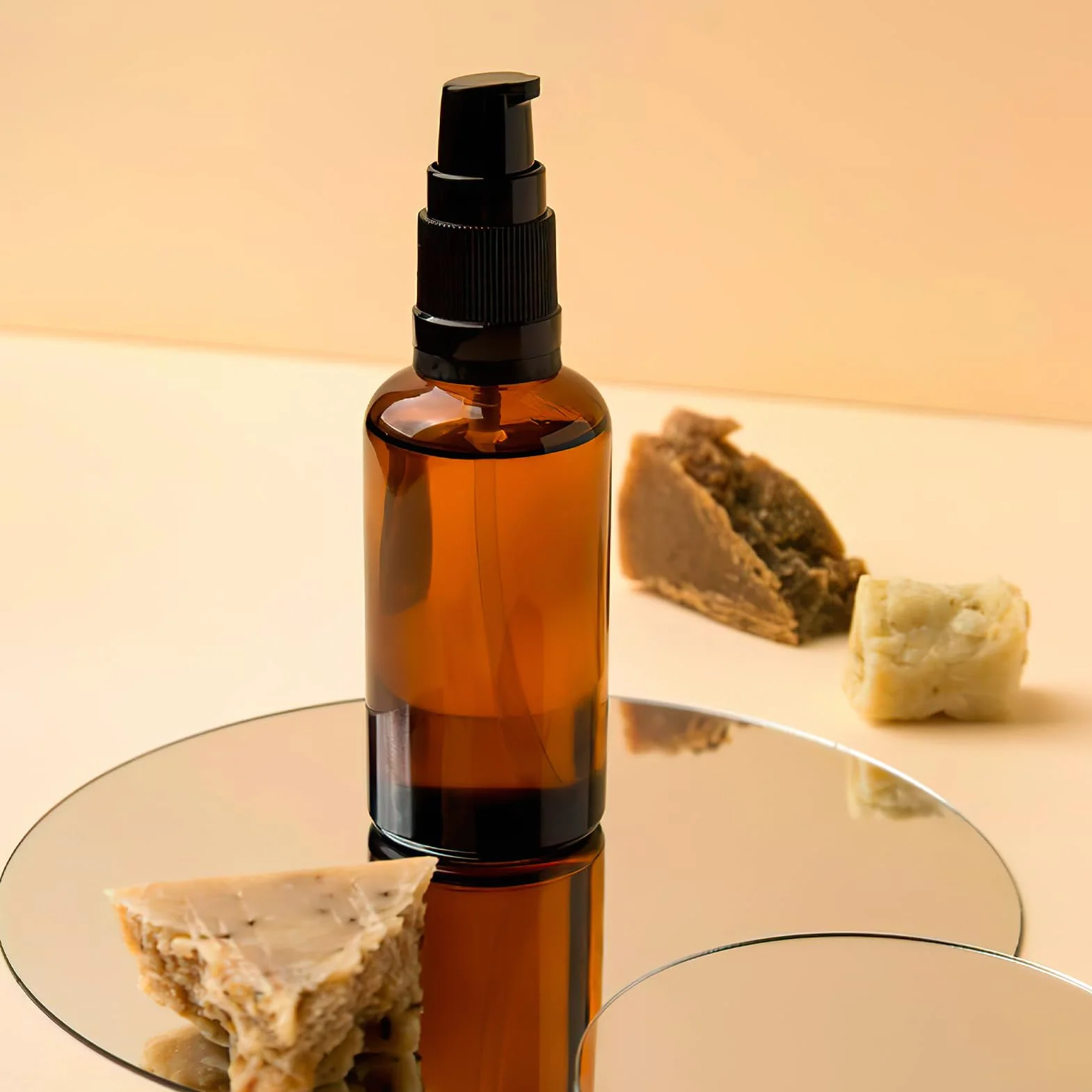 Botellas de Vidrio marrón vacías 30ml con Bomba, Rellenables para Loción y Aceites Esenciales, Protección UV