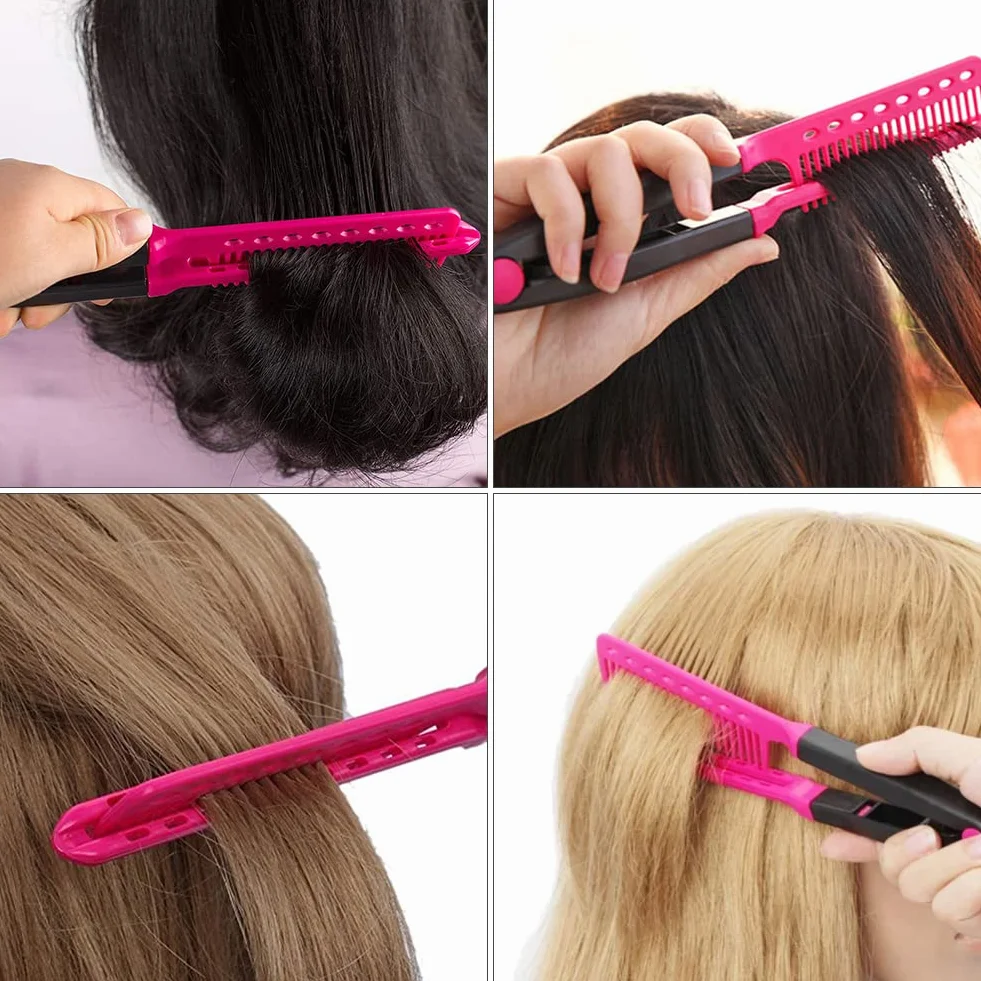 Peine en forma de V para cabello abultado y descuidado, casa y salón
