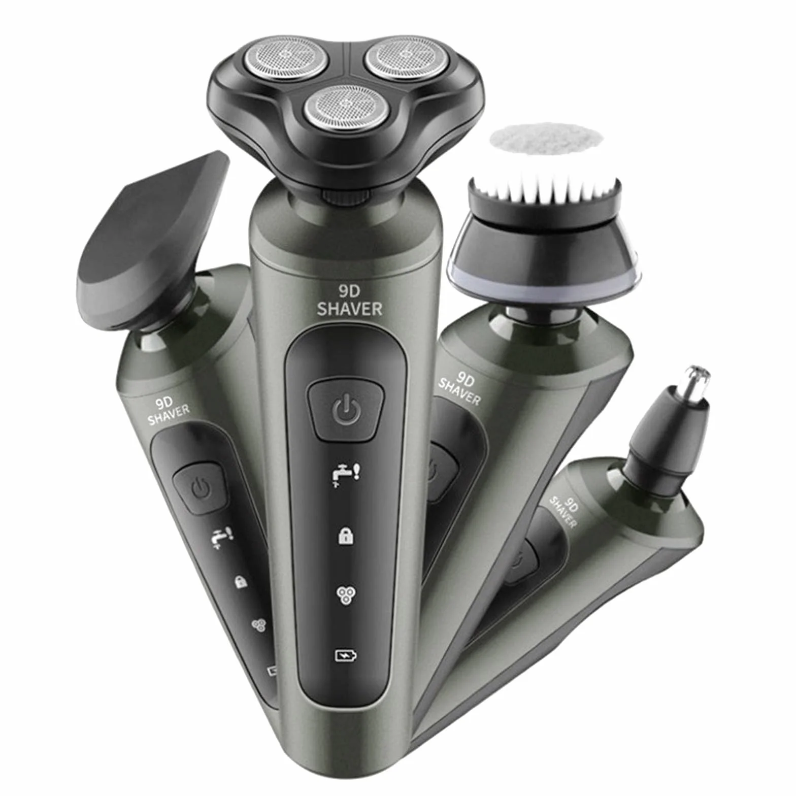Afeitadora eléctrica para hombres 4 en 1, máquina de afeitar recargable seca y húmeda