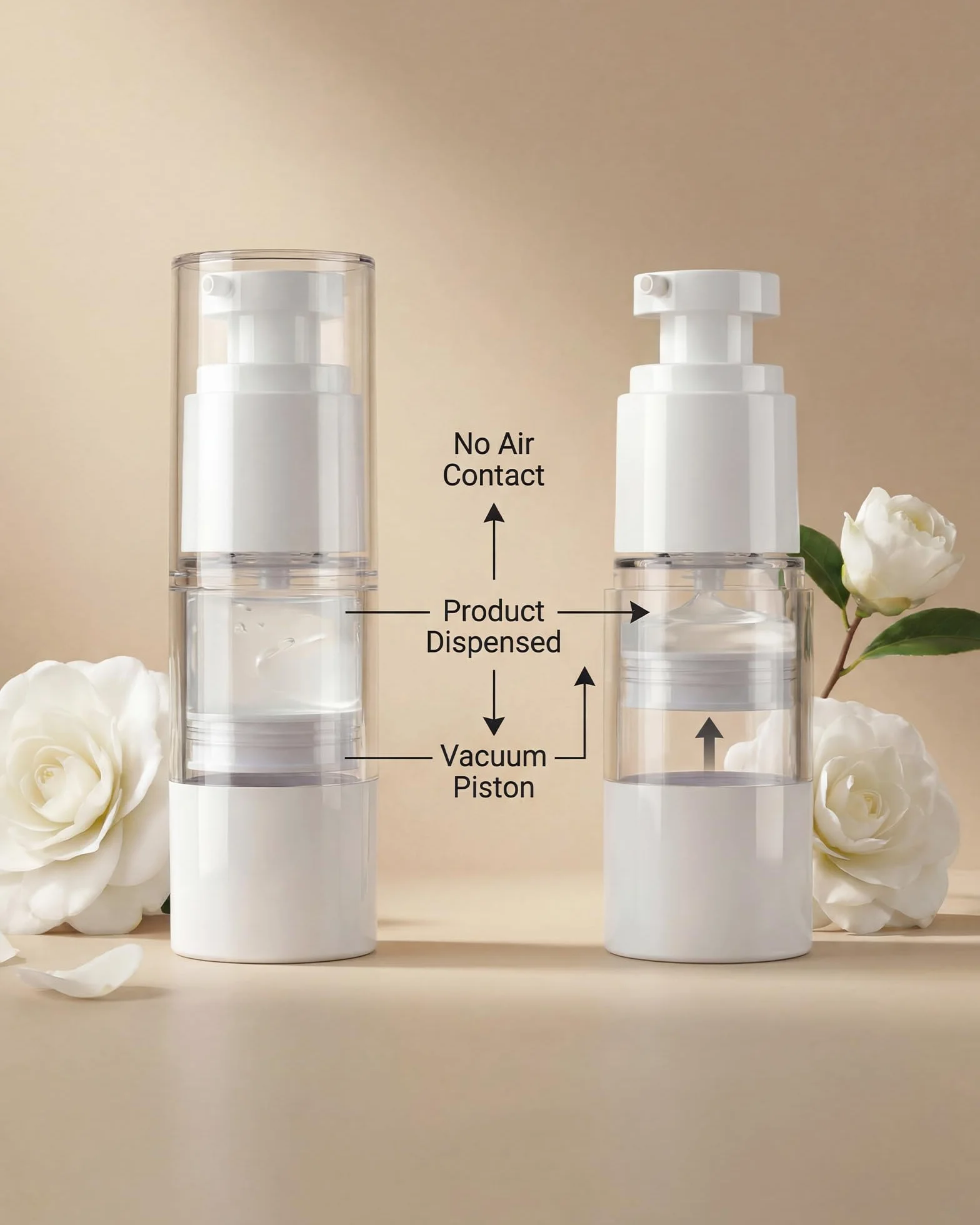 Lammcou bote spray viaje mini 3 uds, botella airless con bomba cosmética antifugas recargable 50ml