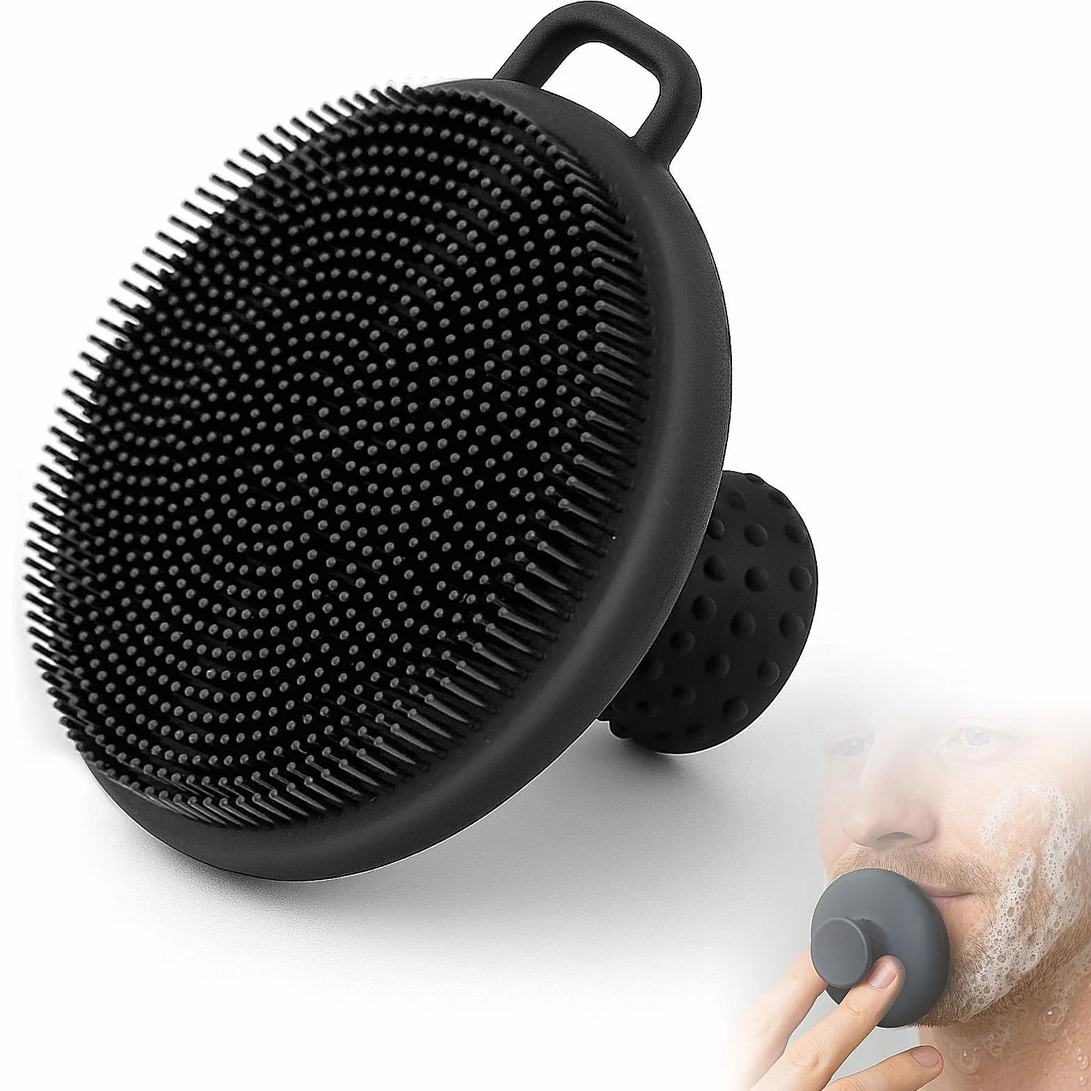 Cepillo de limpieza facial de silicona, exfoliación suave y eliminación de puntos negros, 1 paquete (negro)