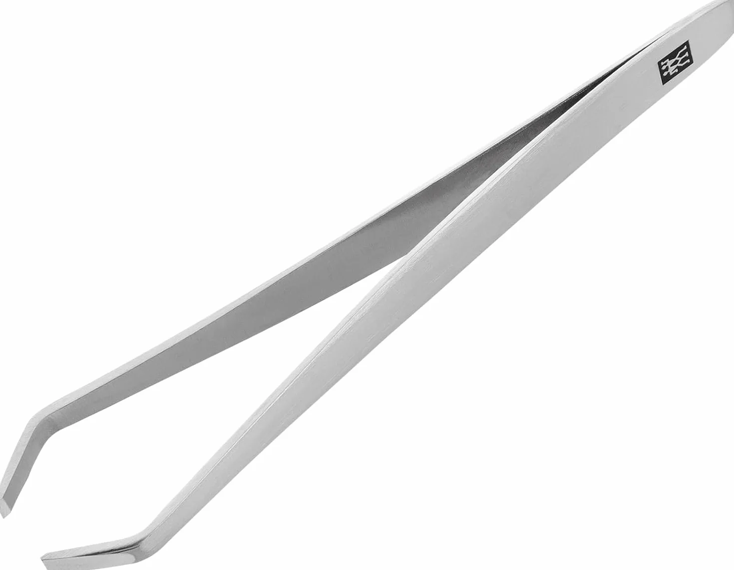ZWILLING Pinzas anguladas depilación cejas puntas rugosas hipoalergénicas pulidas plata 90 mm