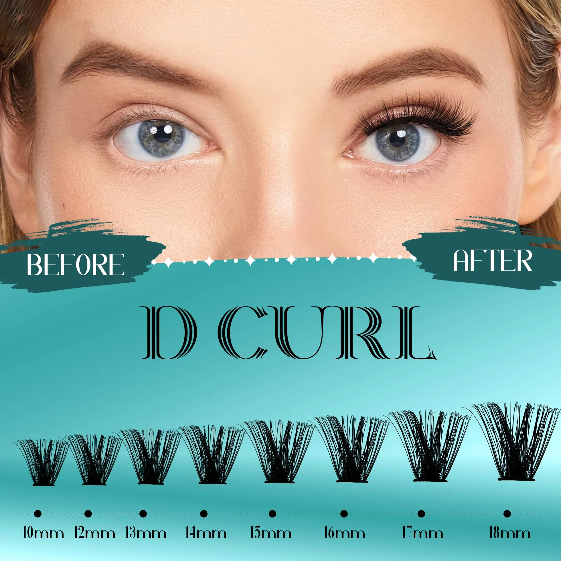 GEMERRY Kit Extension Pestañas Individuales DIY 80D 10-18mm Pelo a Pelo Pegamento Pinzas