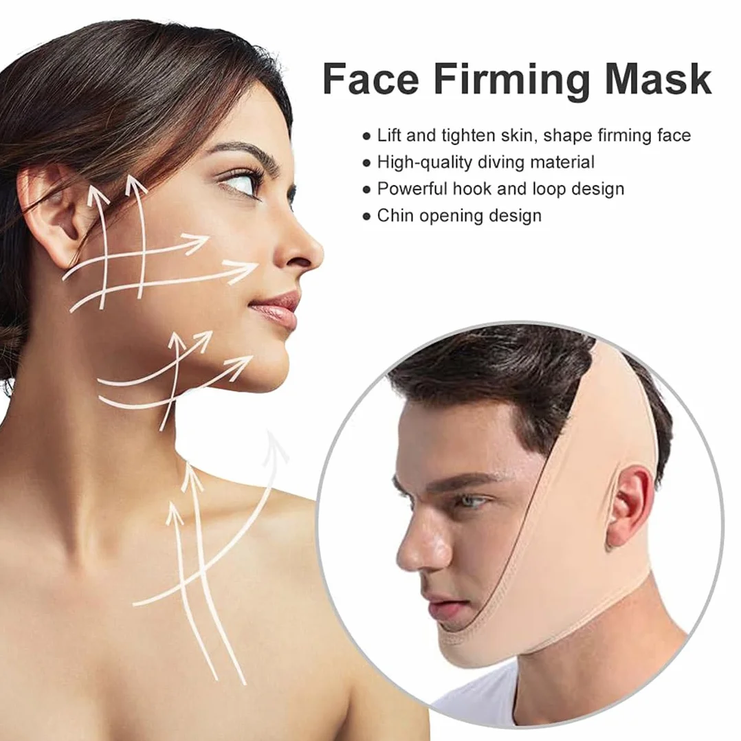 Mentonera Papada Reutilizable Máscara Correa Transpirable Reductor de Papada Cinturón Vendaje Estiramiento Facial V Line Lifting