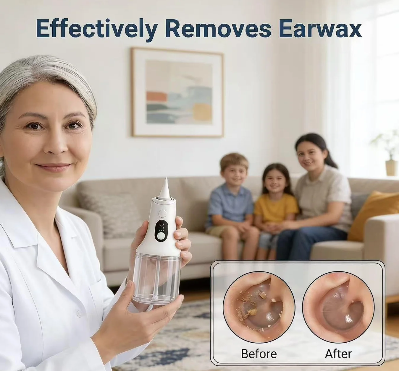 Eliminador De Cerumen Con DepóSito De Residuos Integrado, Sistema De IrrigacióN Y Limpieza De OíDos | 4 Modos De PresióN, Pantalla Led, Limpieza Suave Y Fiable ,1pcs