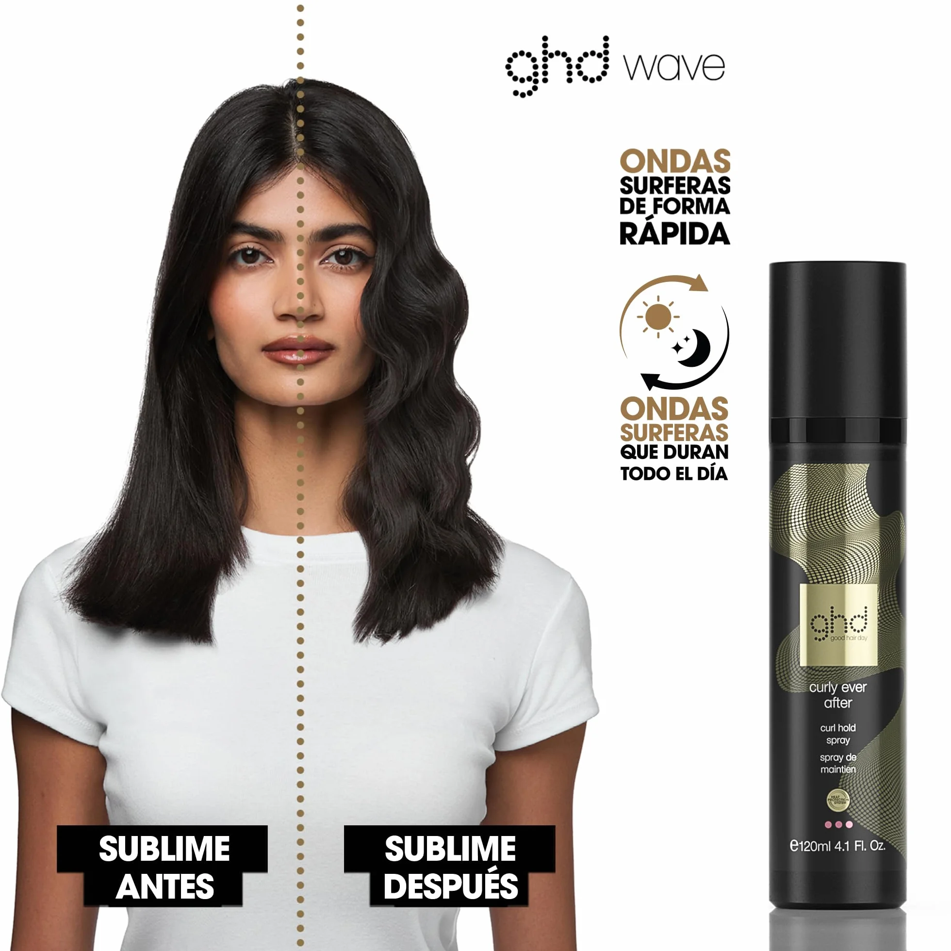 GHD Curly Ever After Spray Profesional para Fijar y Crear Rizos y Ondas, 120ml