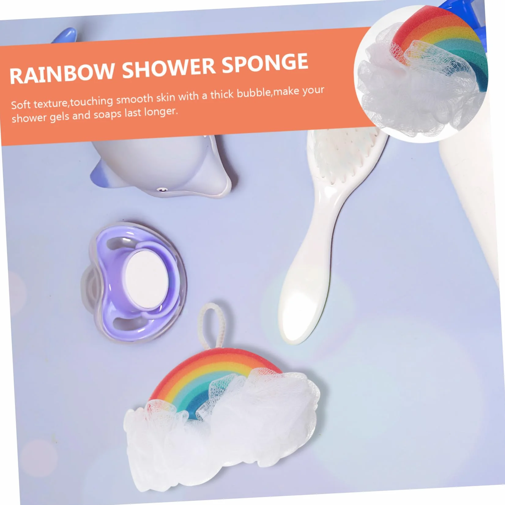 Esponjas de Baño Infantiles Diseño de Arcoíris, 2 Piezas de Esponja para Niños y Bebés, Suaves y Exfoliantes para Eliminar Células Muertas