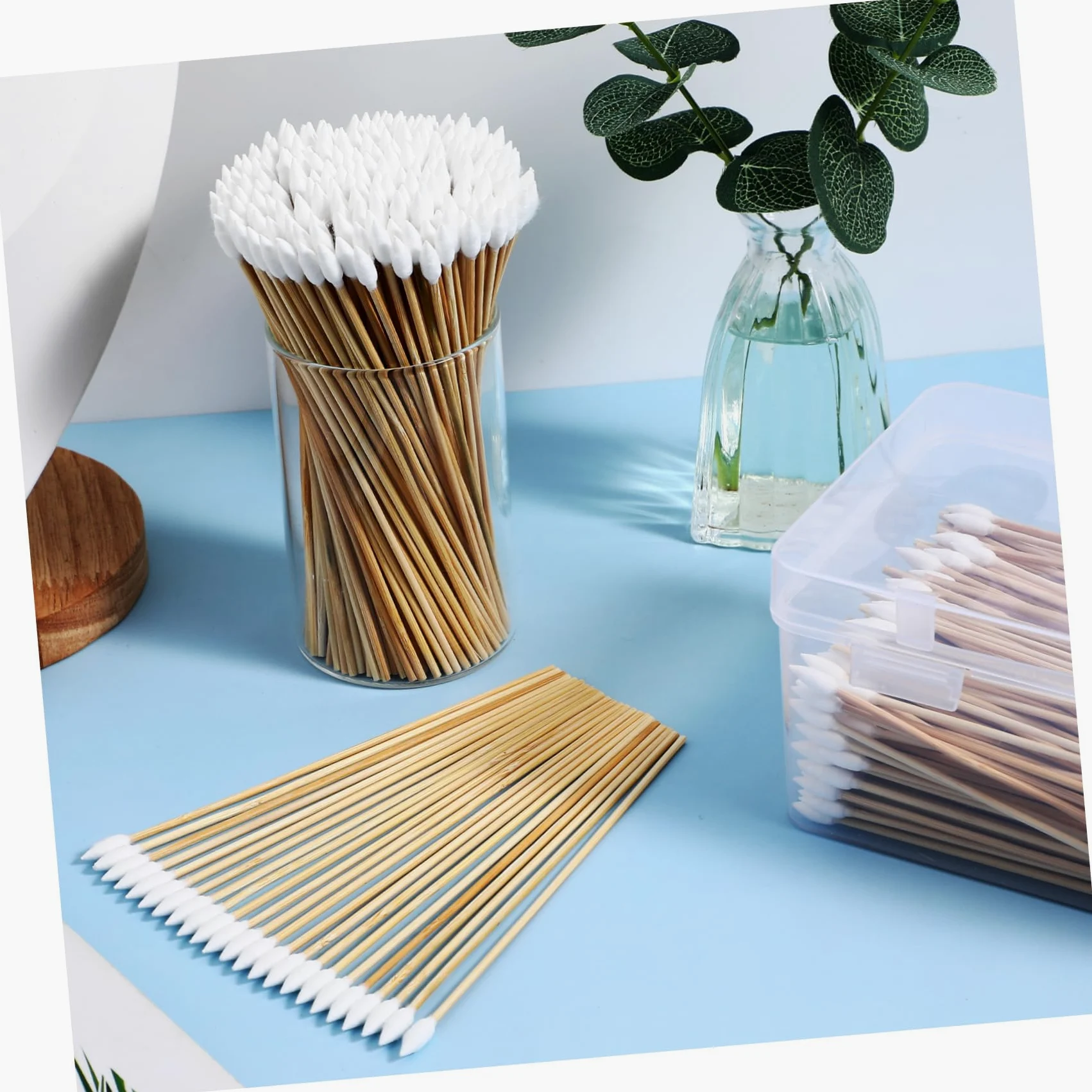 Beavorty 2500 Piezas Bastoncillo De Algodón Hisopos De Oído Hisopos Desmaquillantes De Ojos Punta De Algodón Botones De Limpieza De Oídos Bastoncillos De Algodón Hisopos De Limpieza Madera