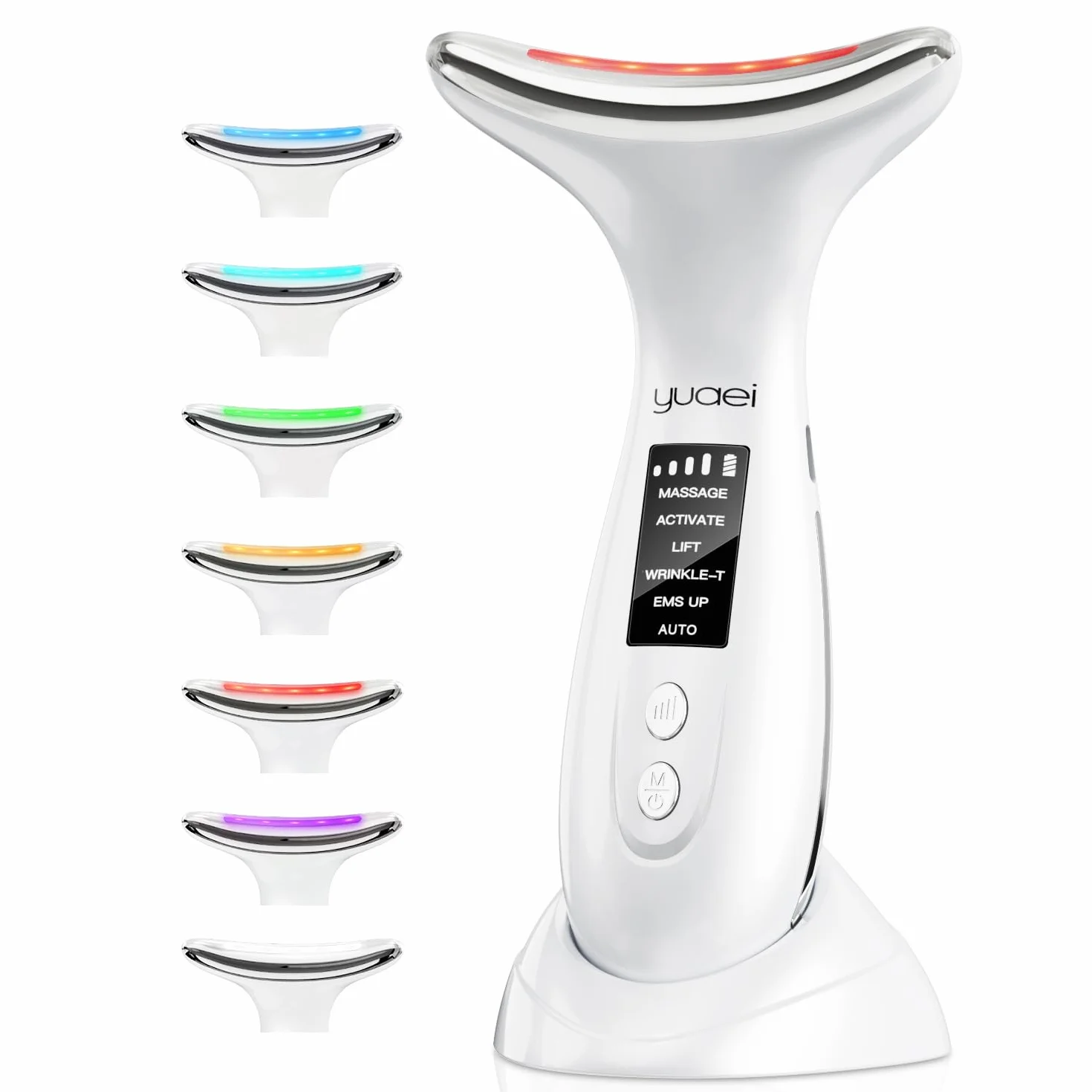 Masajeador Facial Electrico 6 Modos 7 Colores Led 45℃ EMS Antiarrugas Reafirmante Lifting