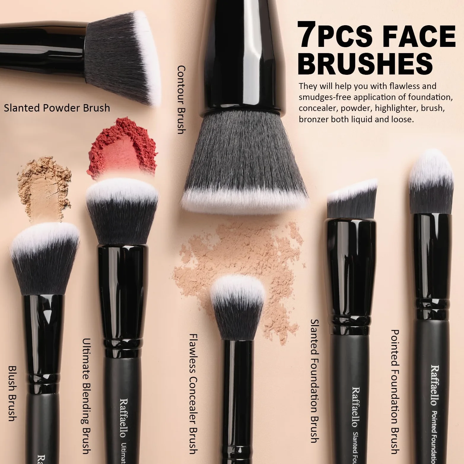 Juego de 15 brochas de maquillaje sintéticas profesionales | Brochas de maquillaje de viaje de primera calidad | cerdas libres de crueldad animal para base de maquillaje en polvo, rubor, brochas