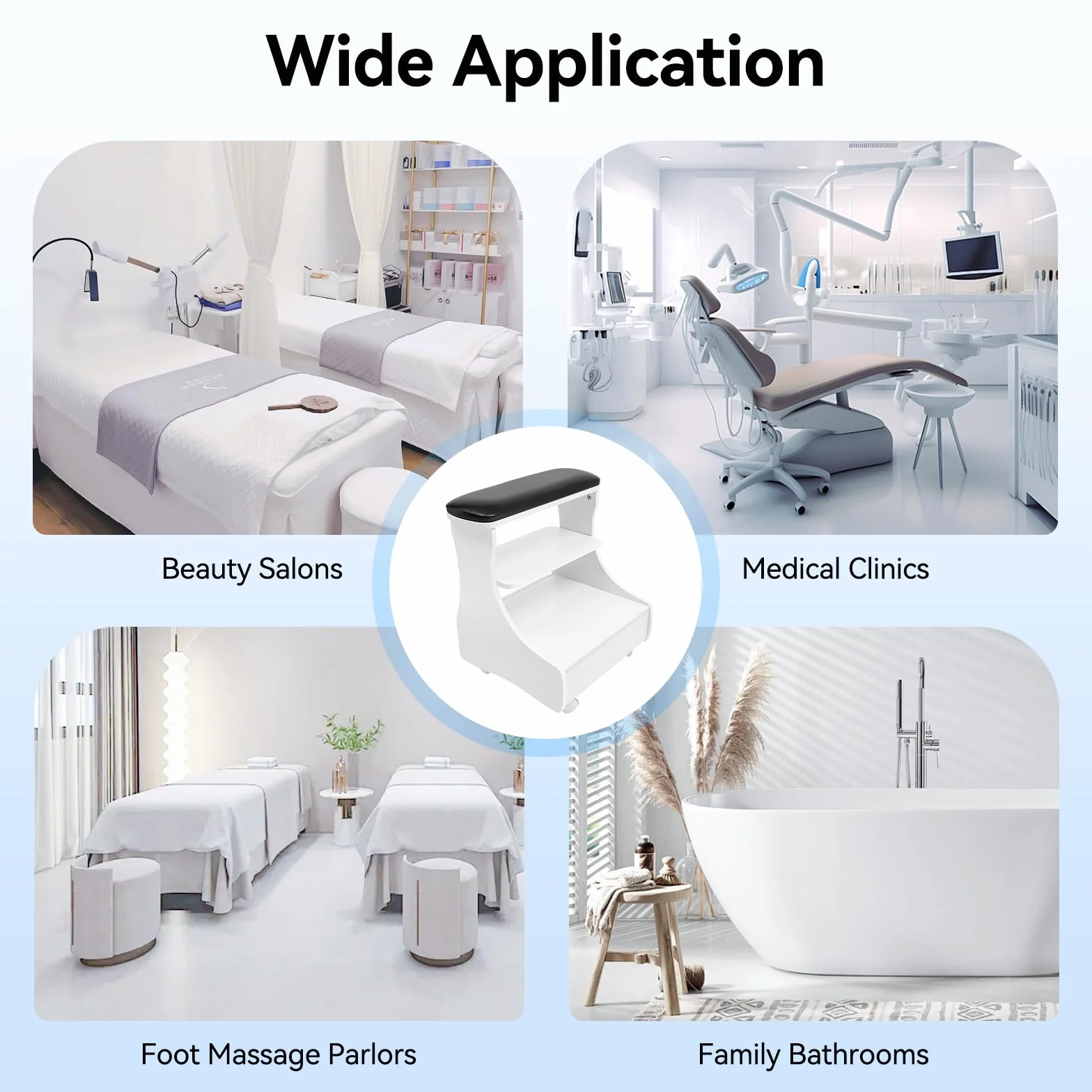 Reposapiés Pedicura, Manicura Funiture Trolley con Ruedas, Taburete de Baño de Pies Trolley, Reposapiés para Cuidado de Uñas, Reposapiés, Soporte Ideal para Salón de Belleza, Salón de Uñas (Negro)