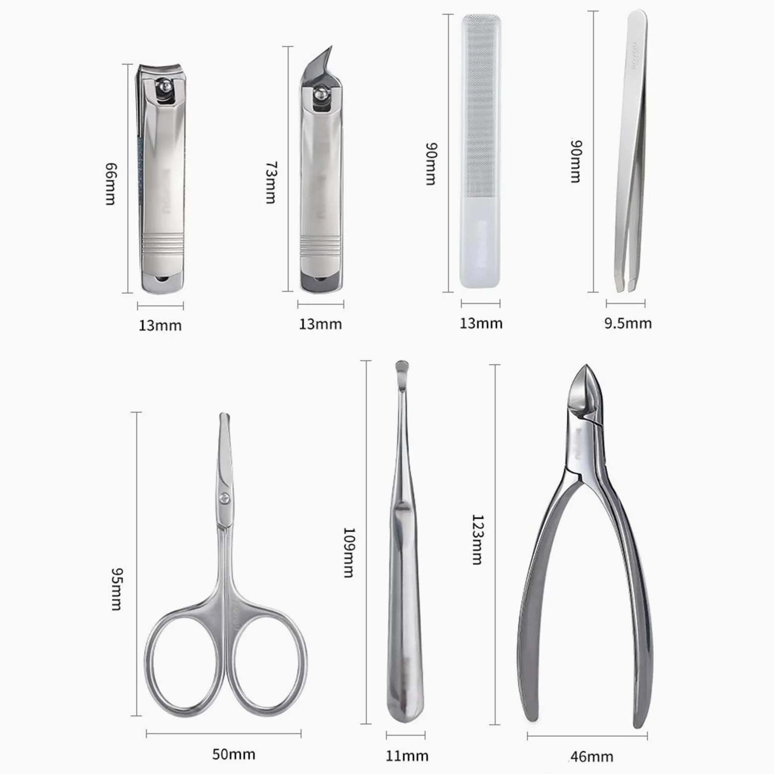 Set de cortaúñas, Kit de pedicura de 7 Piezas para Hombres y Mujeres, Herramienta Afilada para uñas de Manos y pies, manicura y Cuidado Personal.