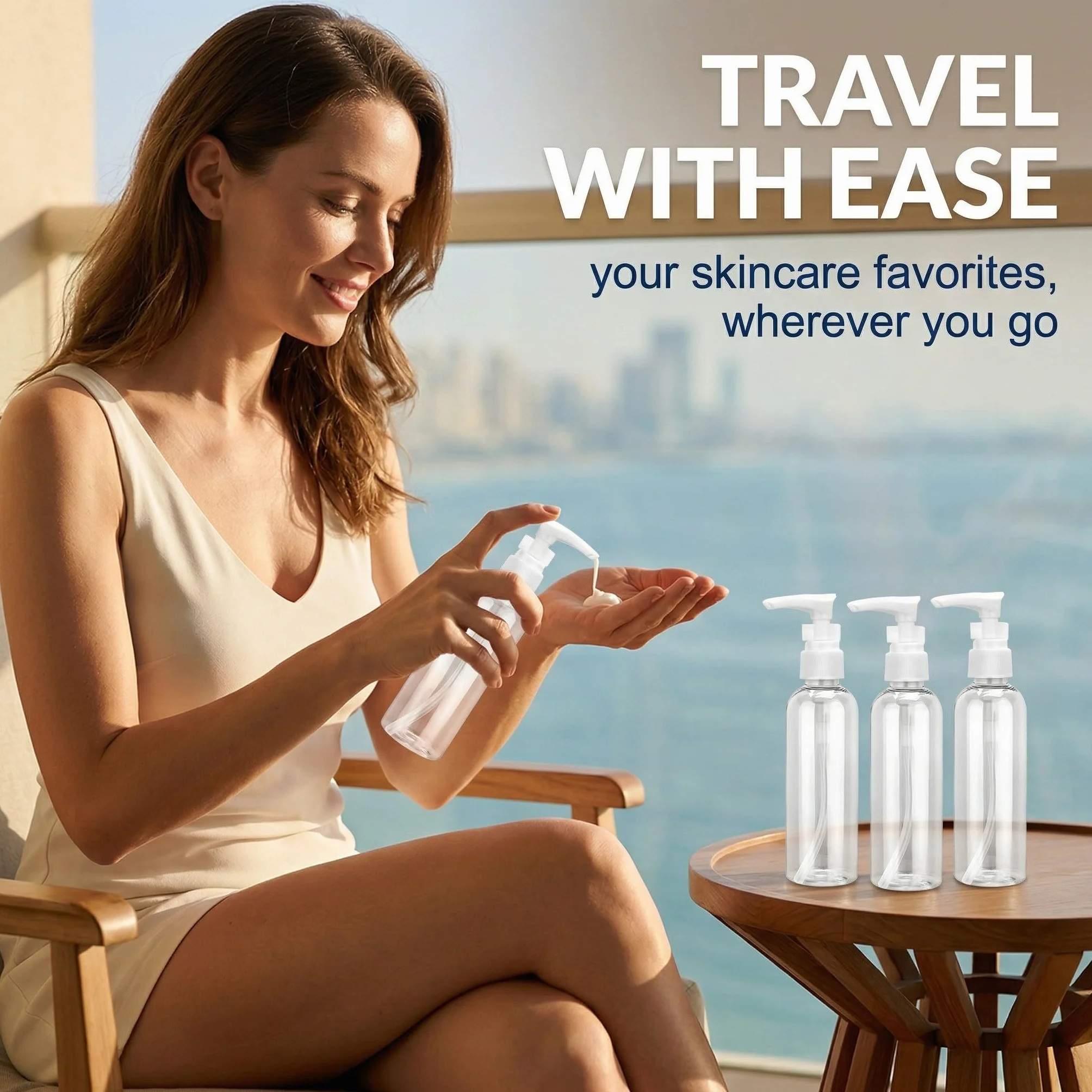 Frascos con Bomba Airless 100 ml, Plástico Transparente Reutilizable, Dosificadores Vacíos para Cosméticos