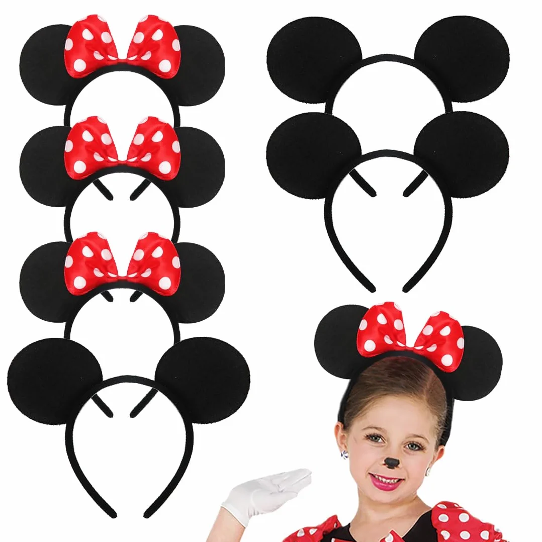Diademas de Orejas Mouse, 6 Piezas Accesorios de Pelo para Niños Adulto Fiesta