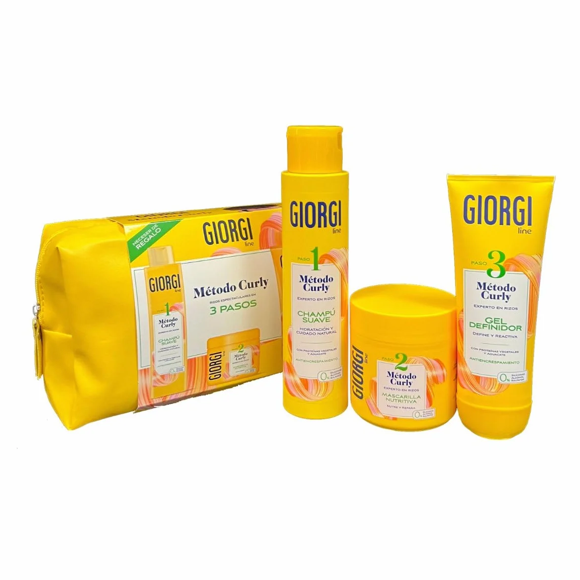 GIORGI Line Kit de Iniciación Método Curly 3 Pasos Set Regalo Rizos Espectaculares 0% Alcohol Siliconas Sulfatos 950 ml