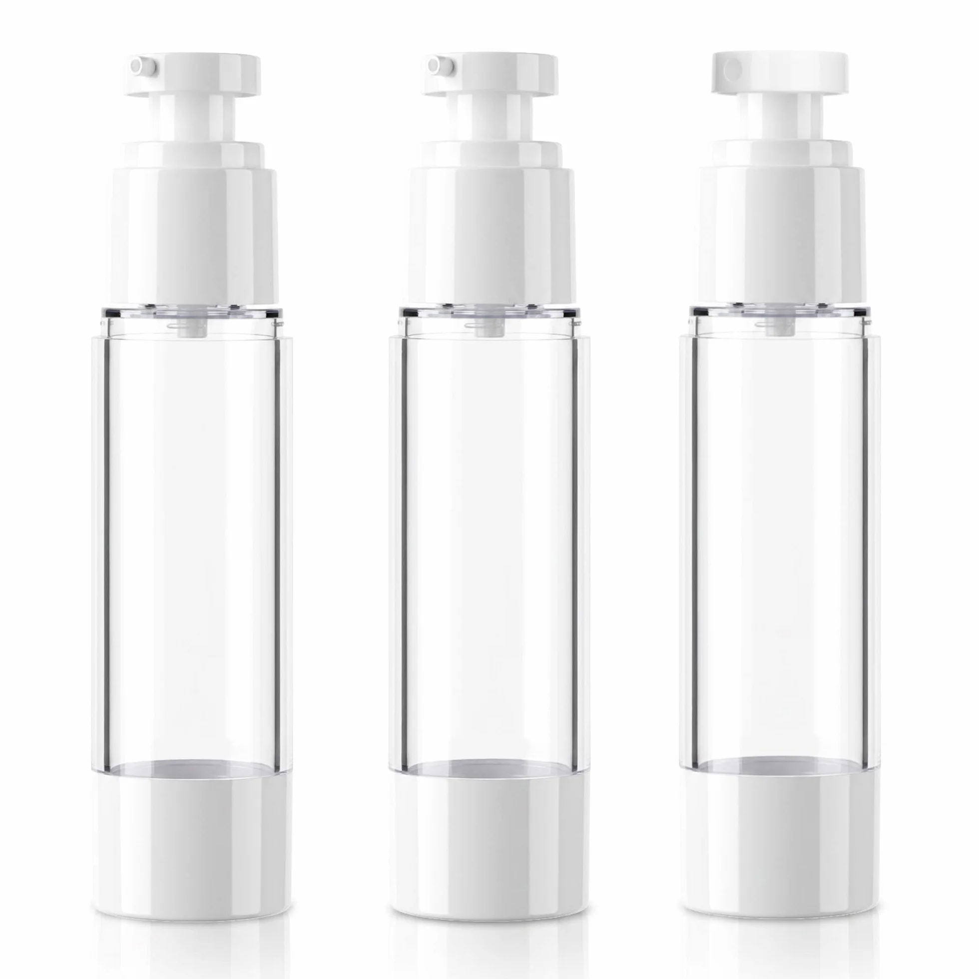 Lammcou bote spray viaje mini 3 uds, botella airless con bomba cosmética antifugas recargable 50ml