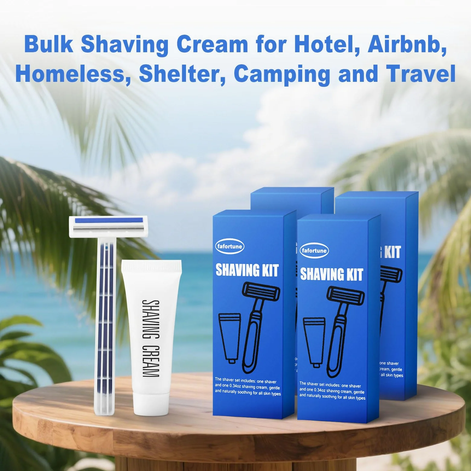 Kit de afeitado a granel de doble hoja con tapa protectora, maquinillas de afeitar desechables en crema de afeitar a granel para hotel, Airbnb, sin hogar, refugio, camping y viajes (30)
