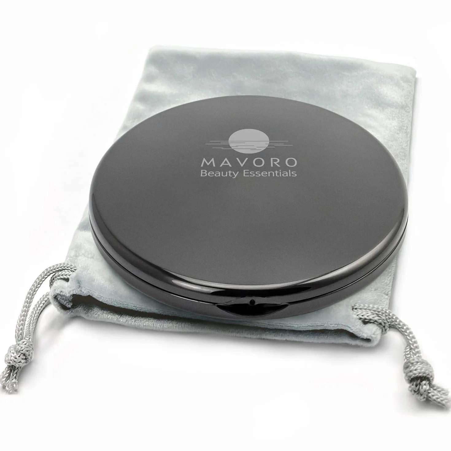 Espejo Compacto con Aumento 1X/10X Doble Cara para Maquillaje de Bolsillo Pequeño (Negro)
