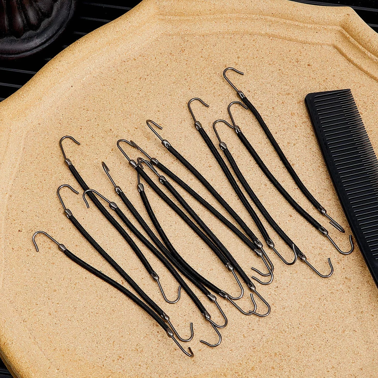 Chuangdi 15 Piezas Ganchos de Cola de Caballo Goma de Pelo Negro Coletero Elástica para Peinado Cabello Mujeres
