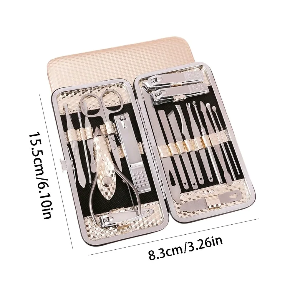 Juego Multifuncional de 19 Piezas para Tijeras de uñas, Herramientas de manicura, Ideal para Viajes y como Kit portátil de Belleza.