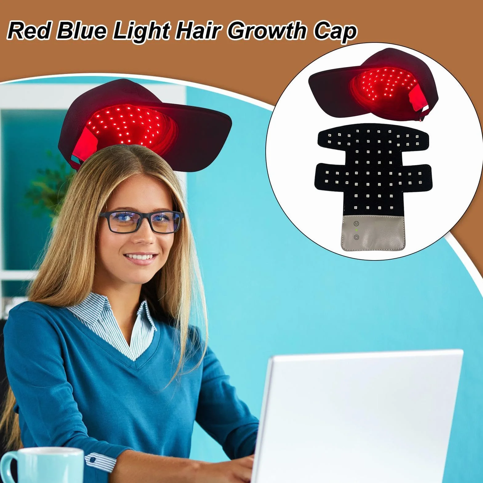 Sombrero de luz roja LED 650nm 850nm para crecimiento capilar y tratamiento de pérdida de cabello