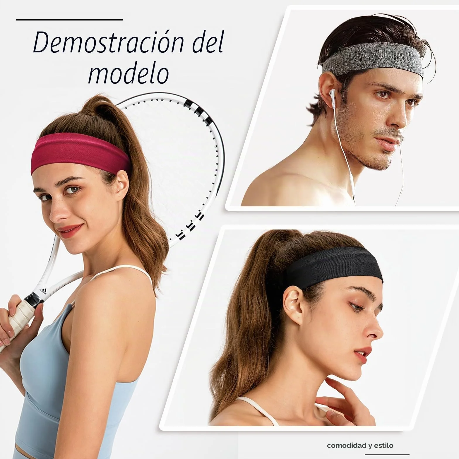 Cinta Pelo Deporte Elástica Antideslizante 8 Pcs Diadema para Mujer y Hombre