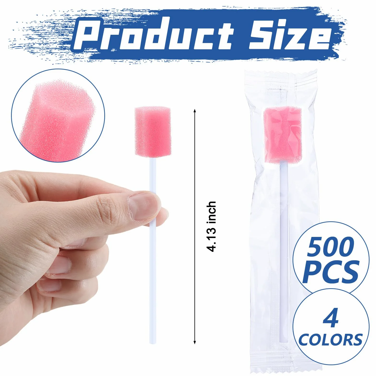 TrelaCo 500 hisopos orales desechables a granel, hisopos bucales multicolor, esponja envuelta individualmente para adultos mayores, limpieza bucal de la cavidad bucal (hexágono)