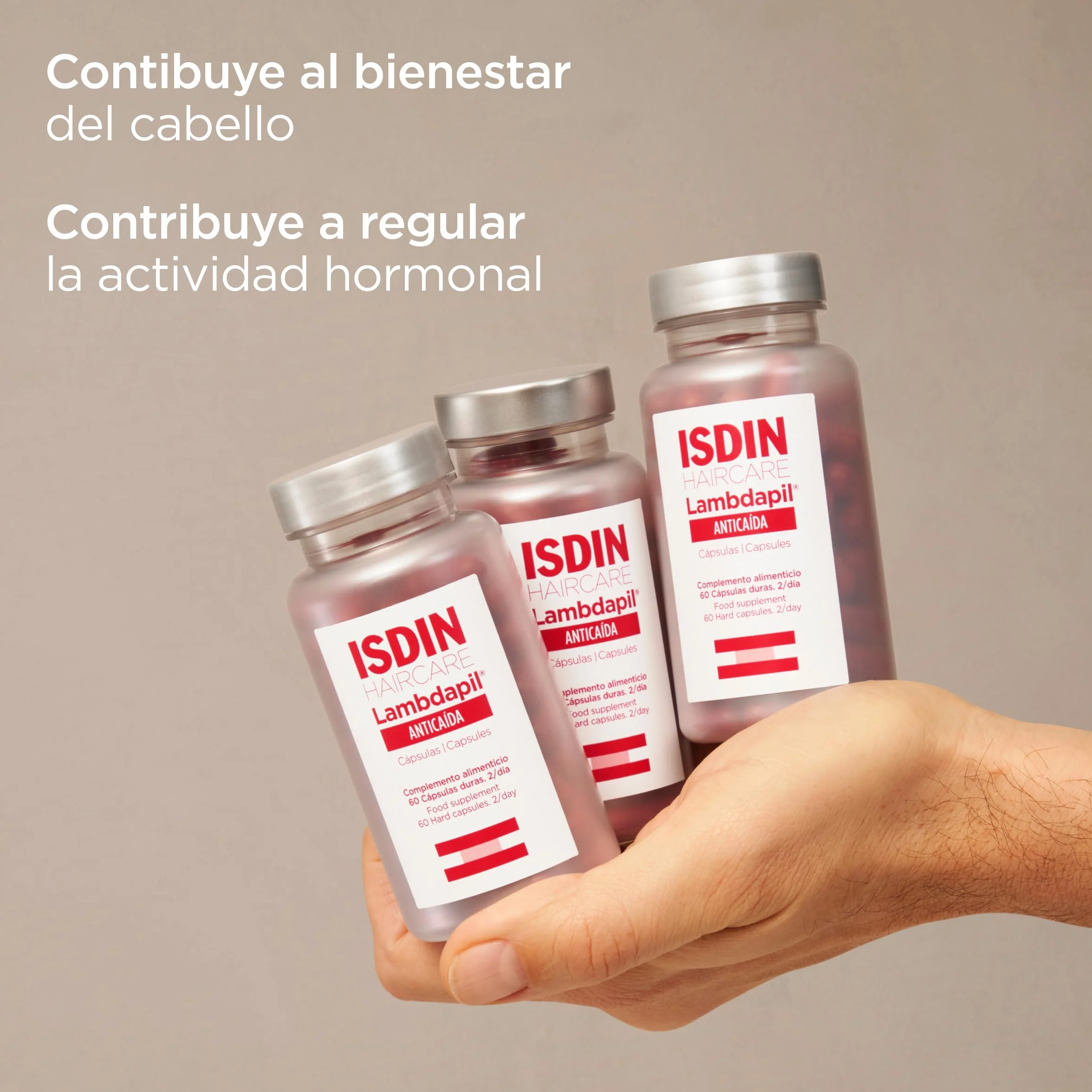 ISDIN Lambdapil 180 Cápsulas Anticaída del Cabello,Duración 3 meses,Complemento Alimenticio para la caída Ocasional del cabello,con vitaminas,minerales y extractos de plantas para un pelo saludable