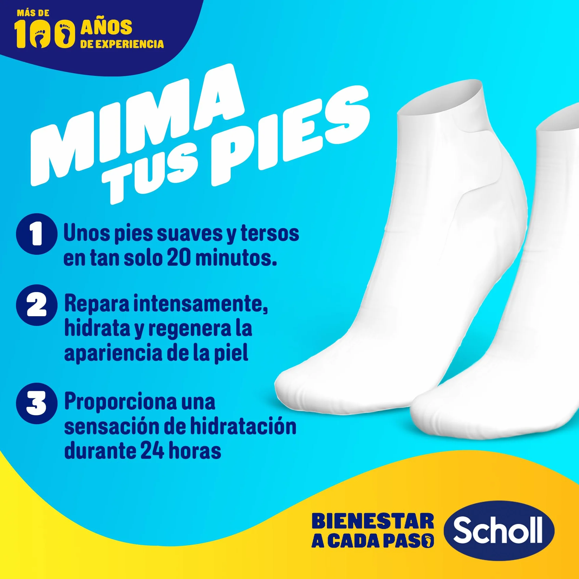 Scholl Mascarilla Nutritiva Para Pies, Hidratación Intensa 20 Minutos – 1 Par
