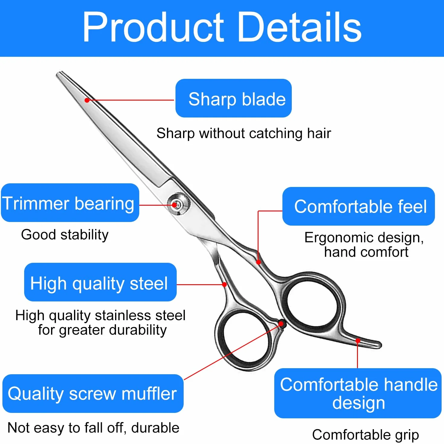Tijeras Peluqueria Profesional Acero Inoxidable para Mujeres Hombres Niños