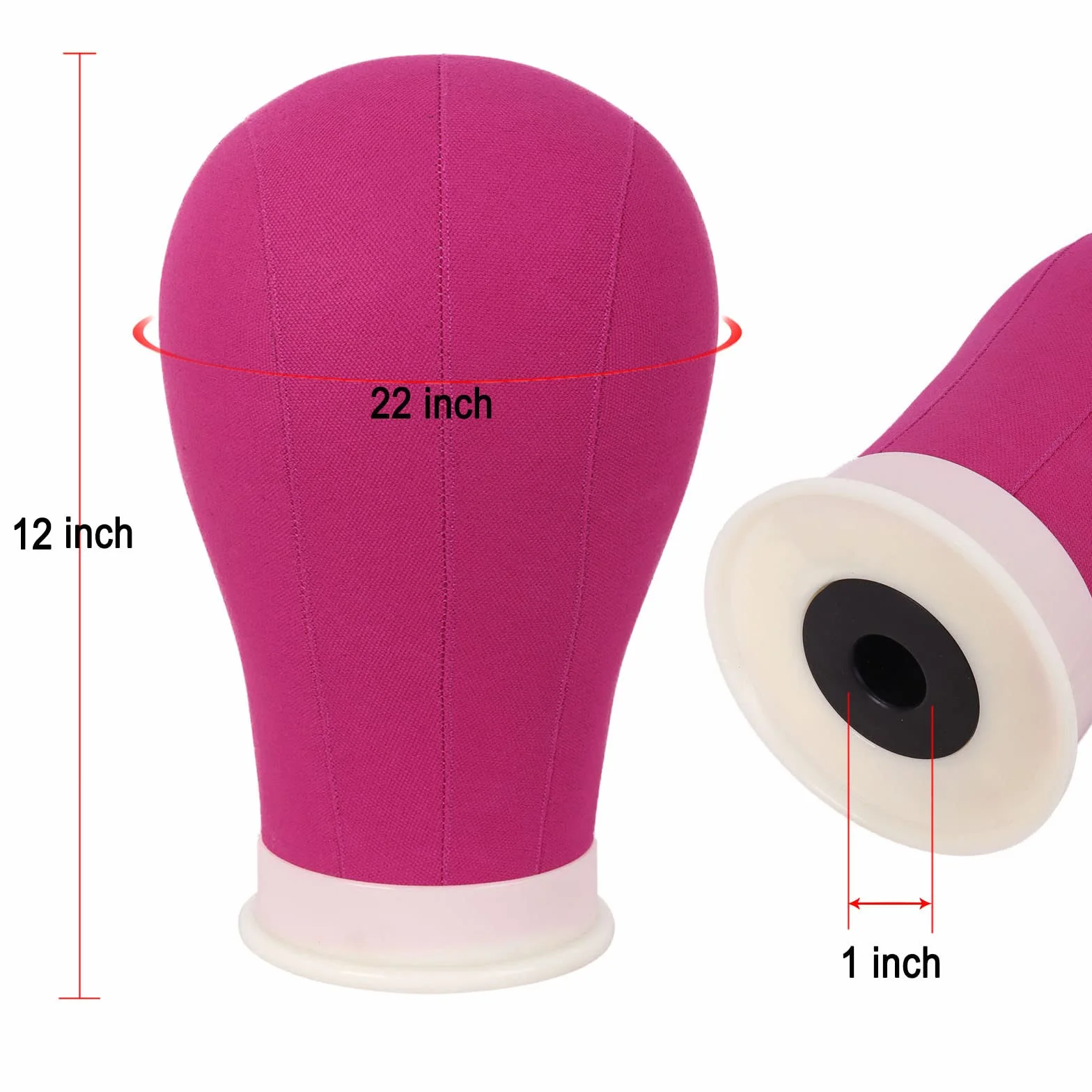 MapofBeauty 22 Pulgadas Lienzo Block Jefe Peluca con Stand para Making Pelucas Mannequin Visualización Styling (Magenta)