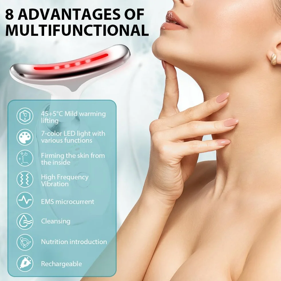ACWOO Masajeador Facial, Masajeador Facial Eléctrico Antiarrugas, Masajeador de Belleza para Reafirmar la Piel para Rostro y Cuello, 45 ℃ Medidor de Belleza Facial, 3 Modos