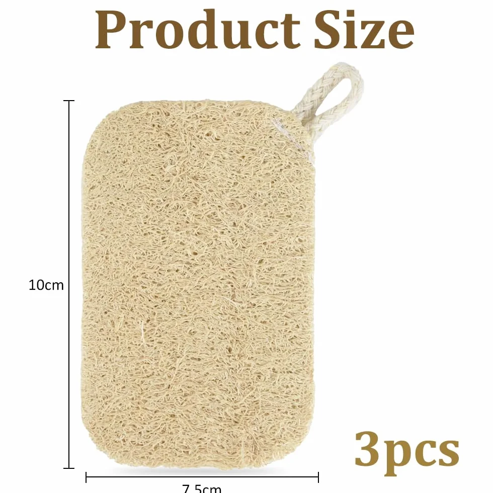Esponja de lufa natural exfoliante corporal 3 unidades ecológica biodegradable para ducha y cuidado corporal