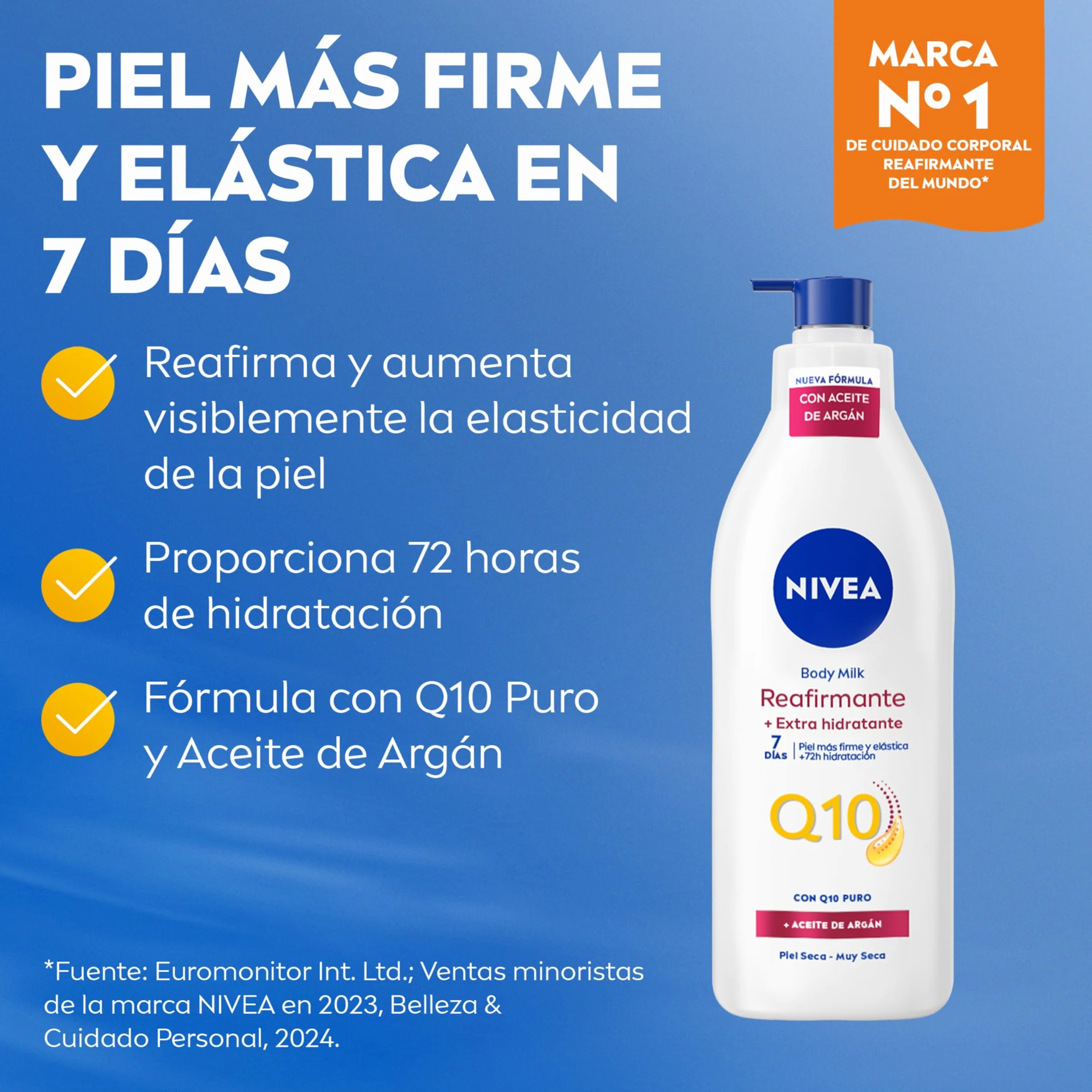 NIVEA Q10 Aceite de Argán Body Milk Reafirmante 400 ml loción corporal para piel seca