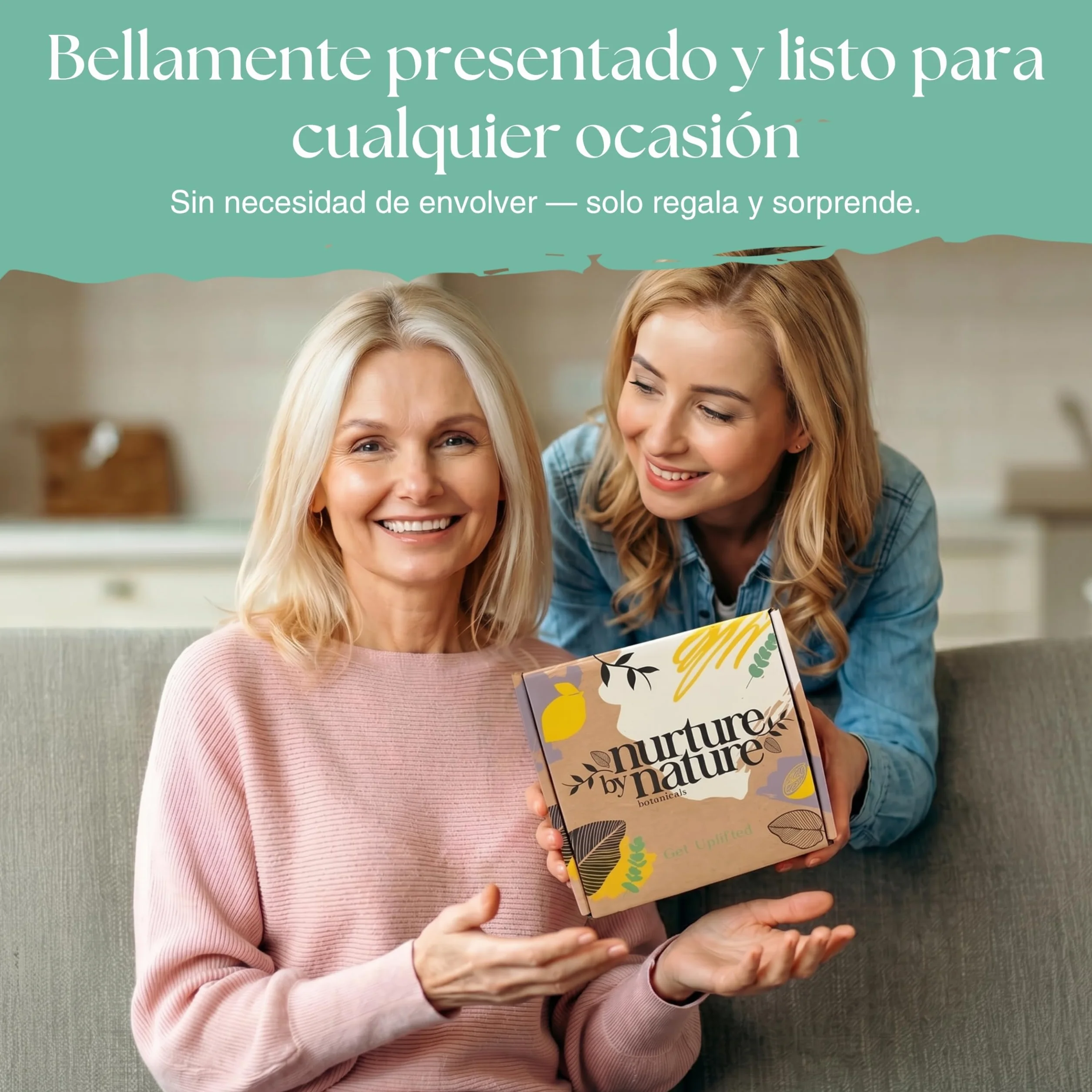 Nurture By Nature Set de Regalo para Mujer, Aceite Esencial, Sales de Baño, Jabón, Bombas de Baño, Vela