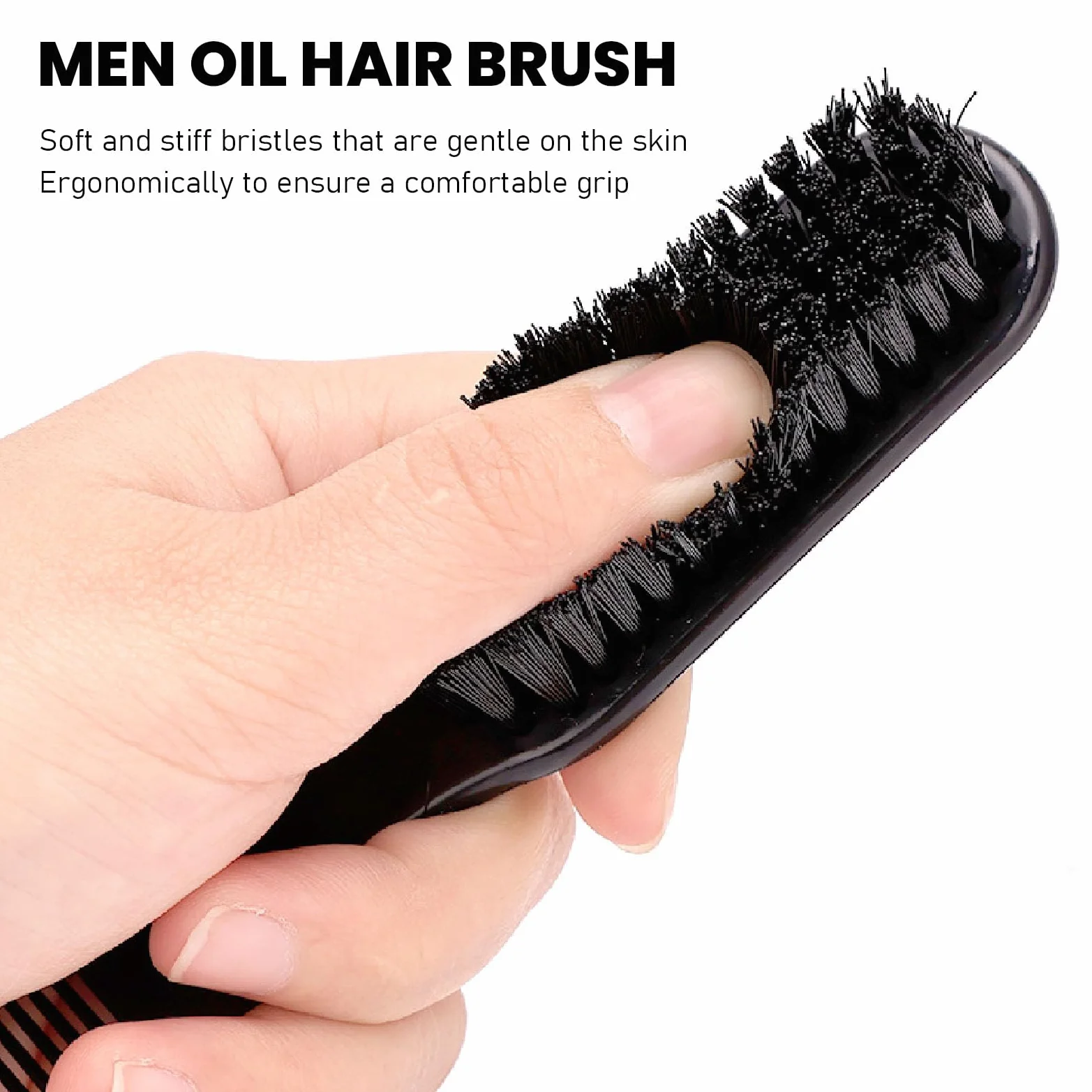 Cepillo de Pelo para Hombres, Cepillo de Aceite Ergonómico para Peinado y Cuidado de la Barba, 5 uds., Nailon Suave