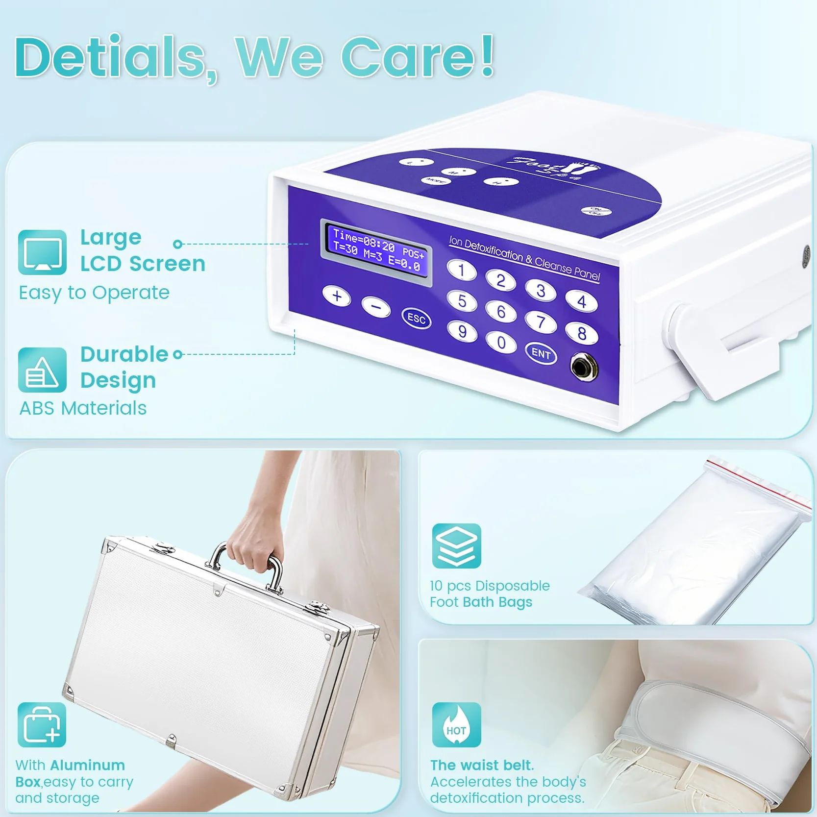 Máquina de desintoxicación iónica para baño de pies, máquina profesional de desintoxicación de pies para uso doméstico, spa iónico de limpieza de iones con pantalla LED, cinturón infrarrojo lejano