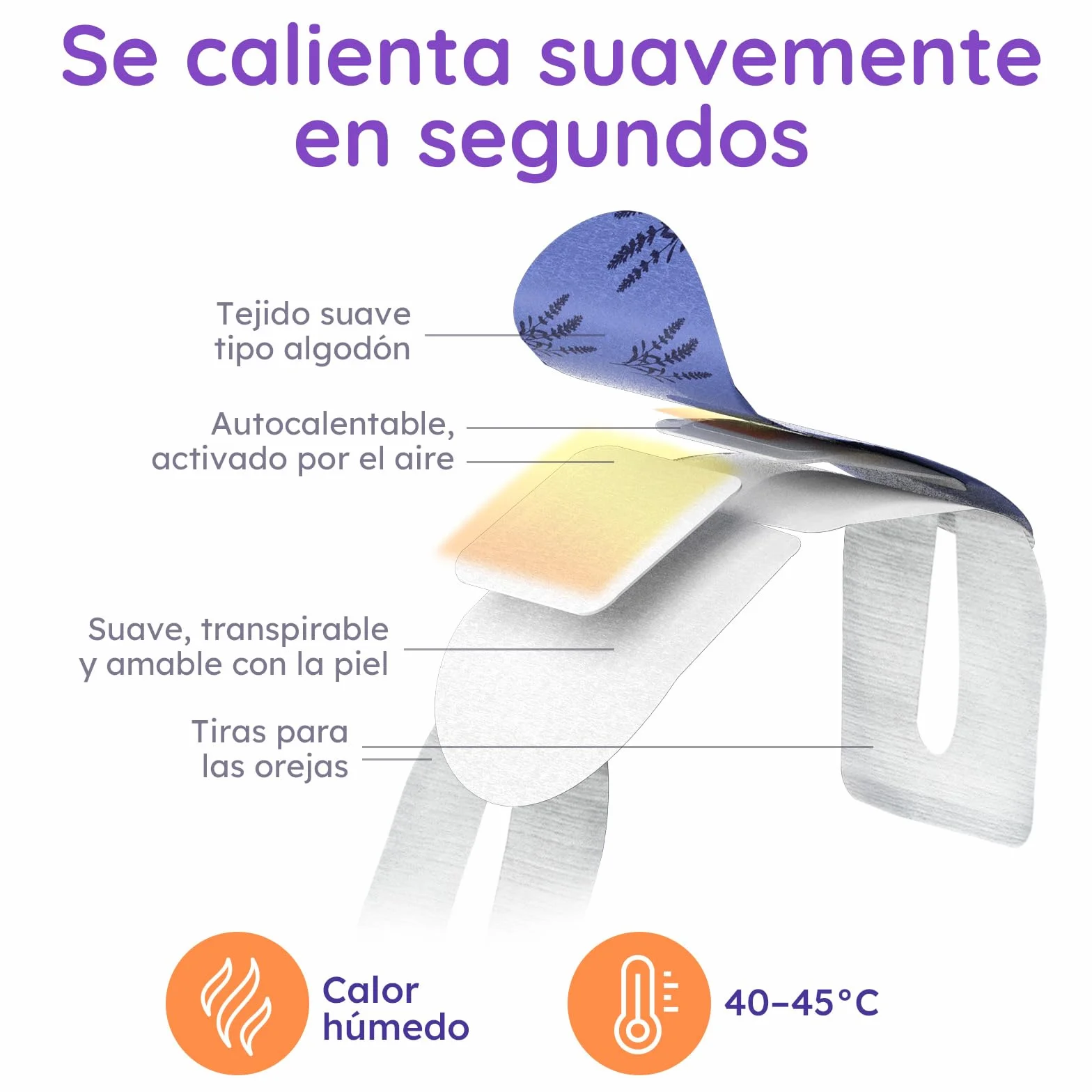 Antifaz Ojos Secos con Lavanda, Máscara Caliente Vapor Desechable para Dormir y Viajar